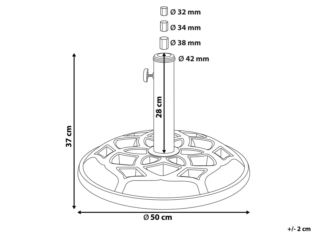 Pied de parasol rond noir 23 kg