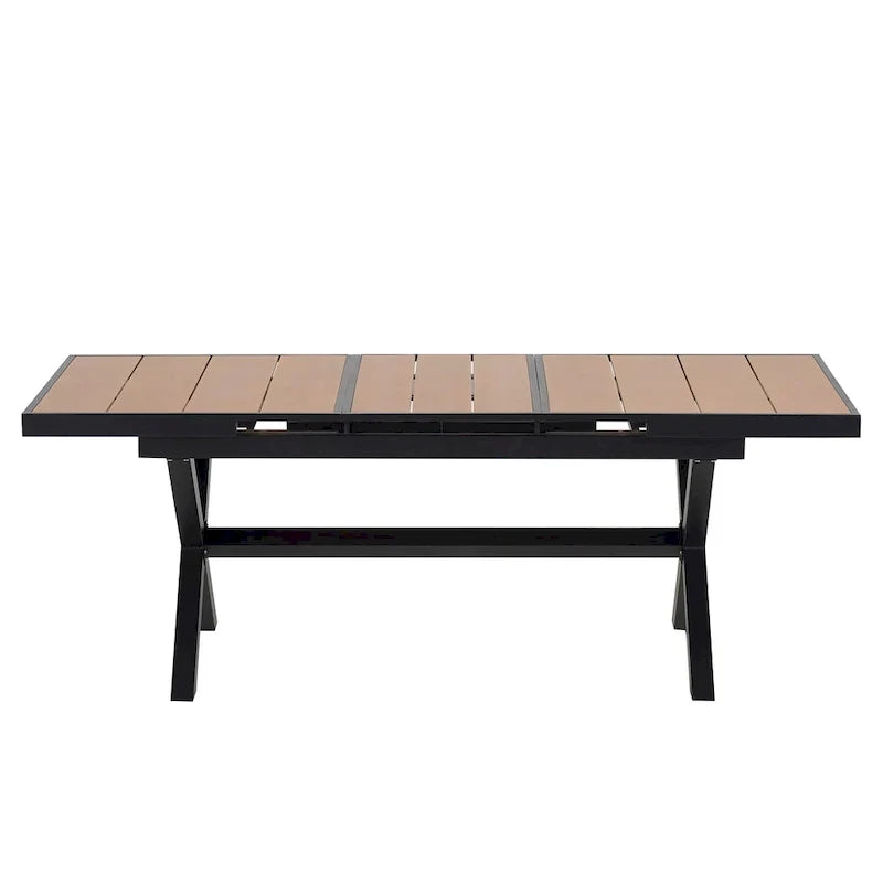 Ensemble de salle à manger extérieur extensible 7 pièces avec table extensible et 6 chaises avec accoudoirs
