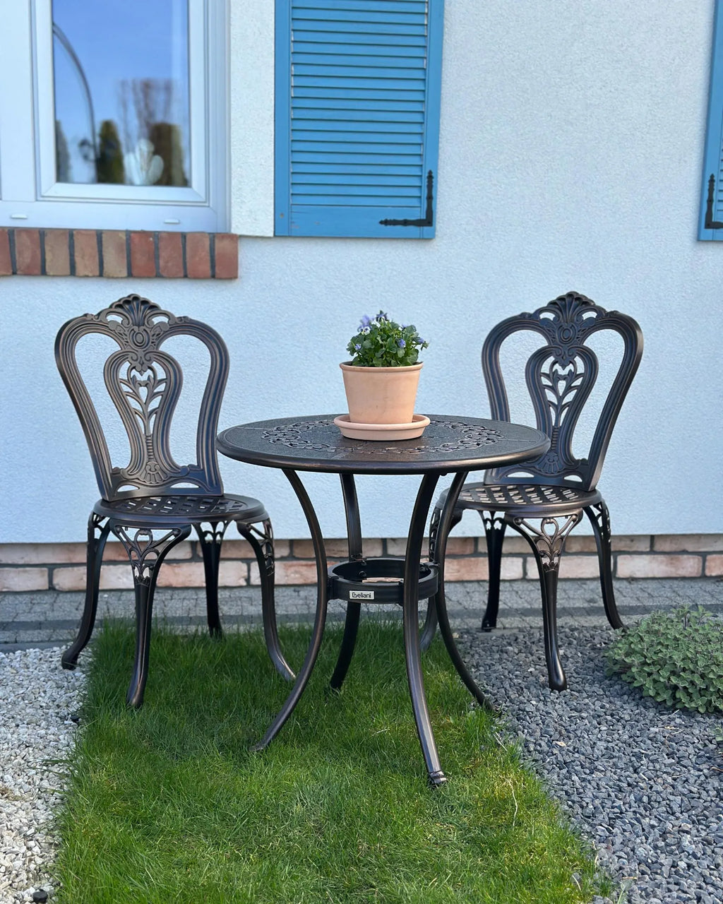 Lot de 2 chaises de jardin Métal Marron foncé