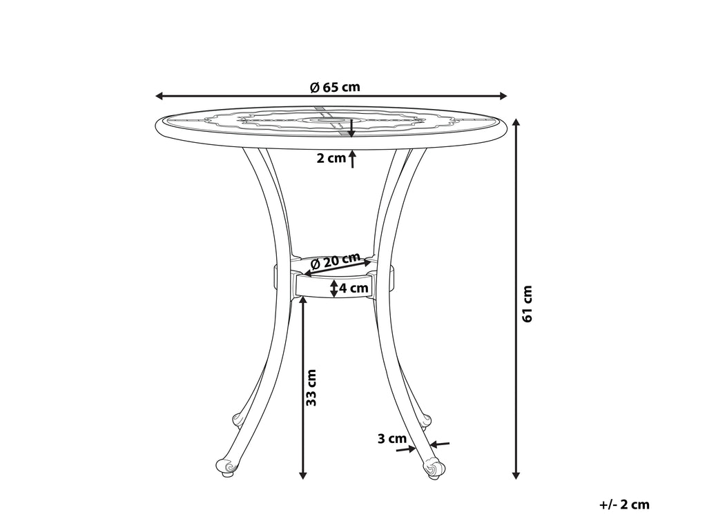 Table de bistro 65 cm 65 cm Métal Marron foncé