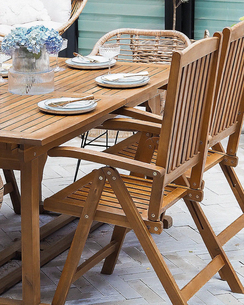 Lot de 2 chaises de jardin Bois d'acacia Marron clair