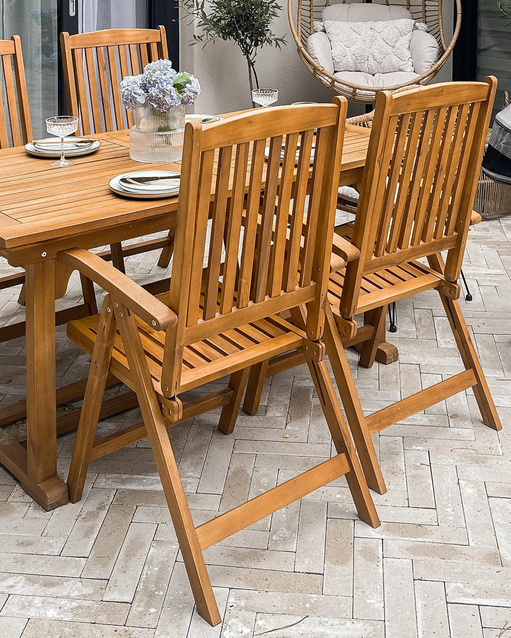 Lot de 2 chaises de jardin Bois d'acacia Marron clair