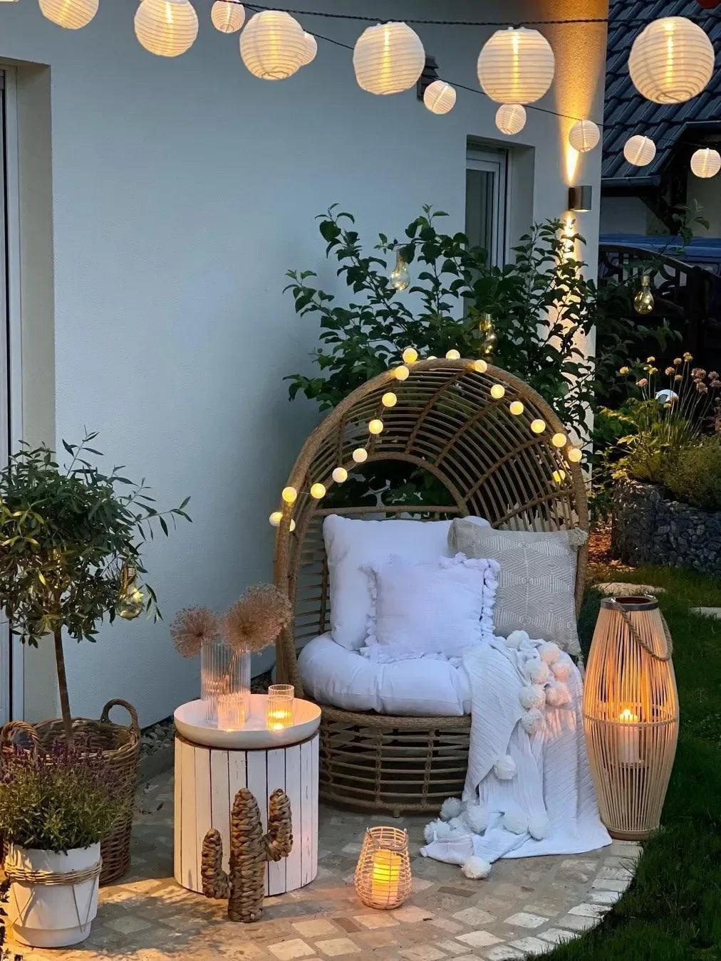 Fauteuil de jardin en rotin beige
