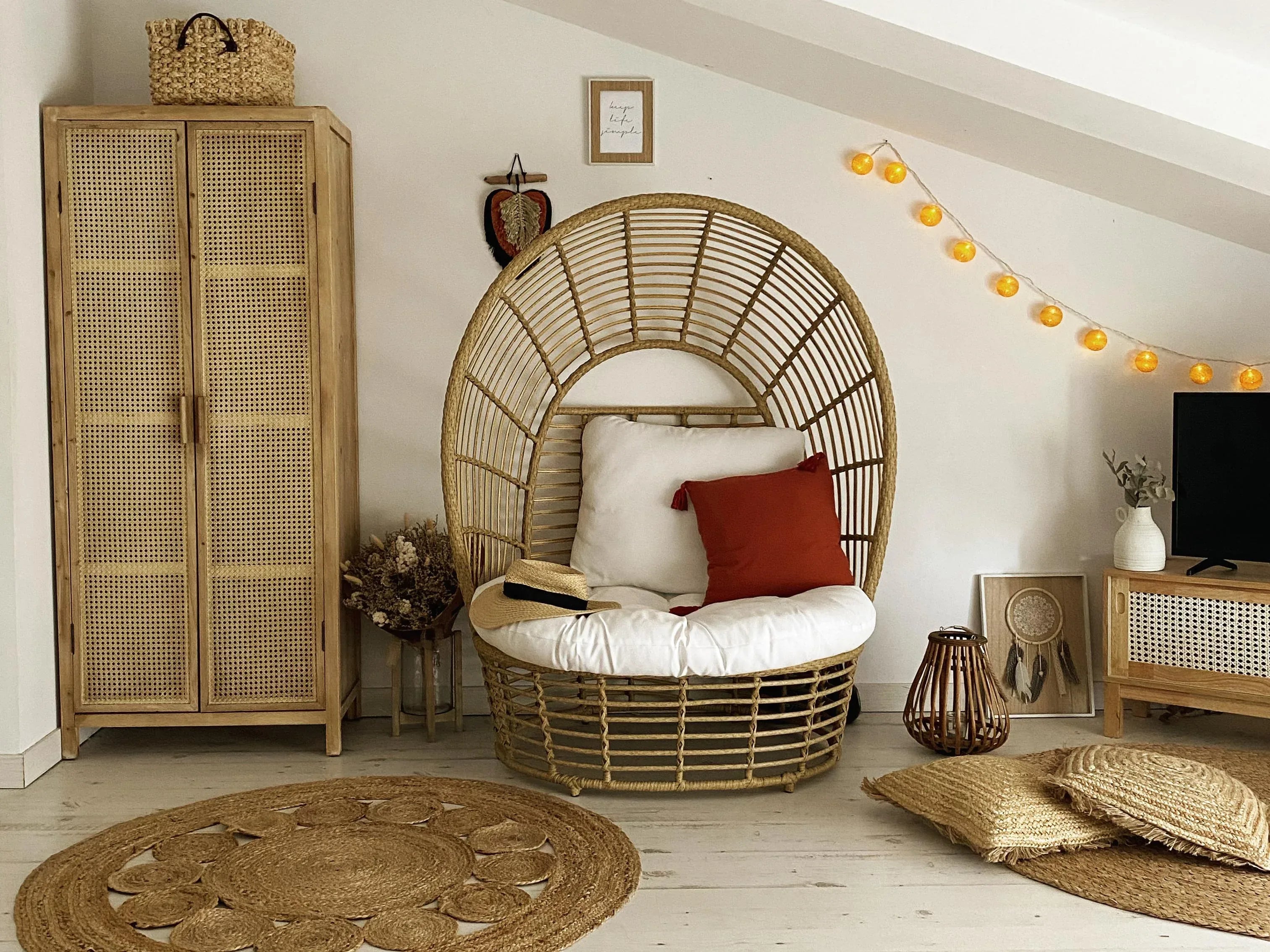 Fauteuil de jardin en rotin beige
