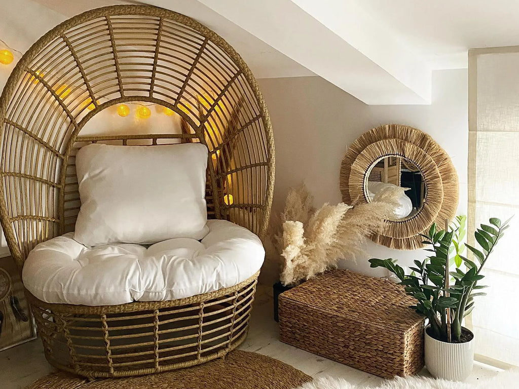 Fauteuil de jardin en rotin beige