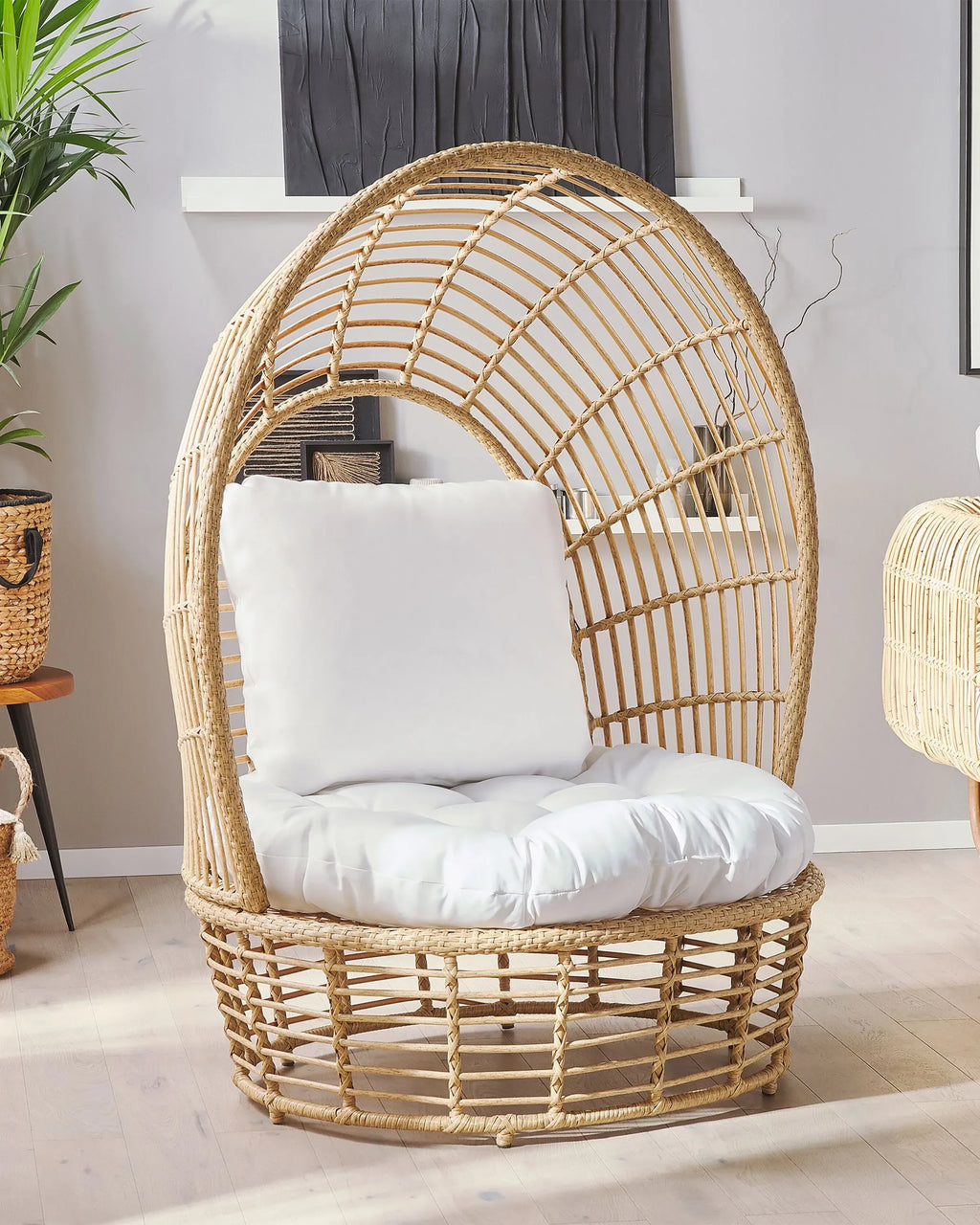 Fauteuil de jardin en rotin beige