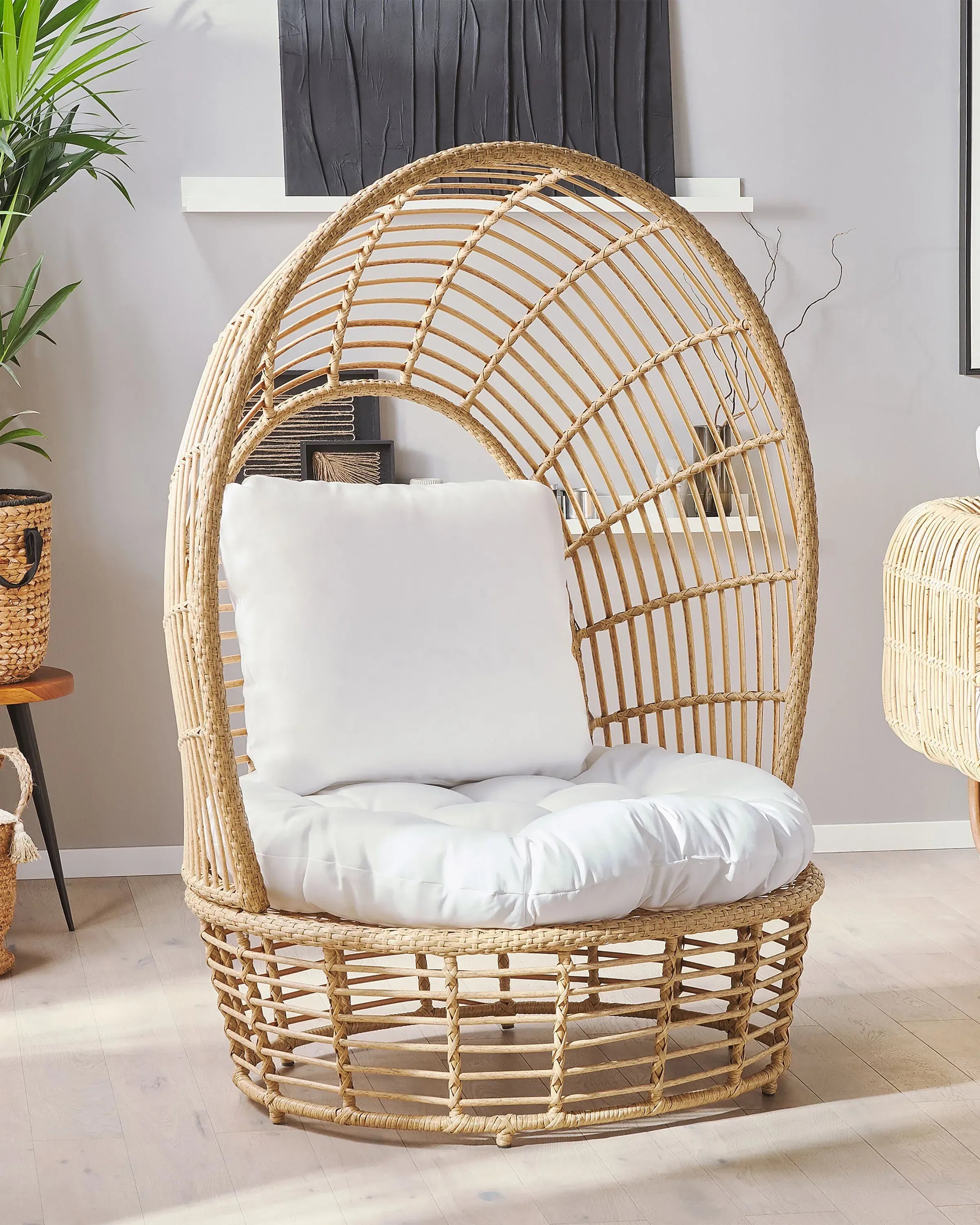 Fauteuil de jardin en rotin beige