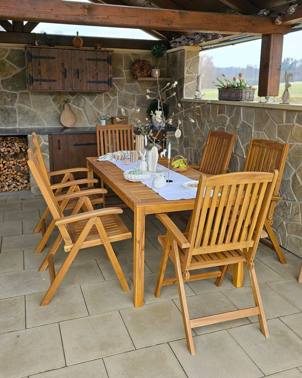 Lot de 6 chaises de jardin Bois d'acacia Marron clair