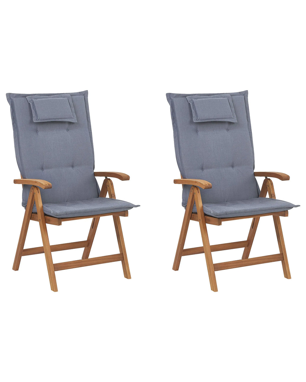Set di 2 sedie da giardino con cuscini JAVA Legno d'acacia Blu