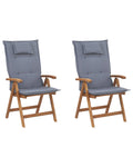 Set di 2 sedie da giardino con cuscini JAVA Legno d'acacia Blu