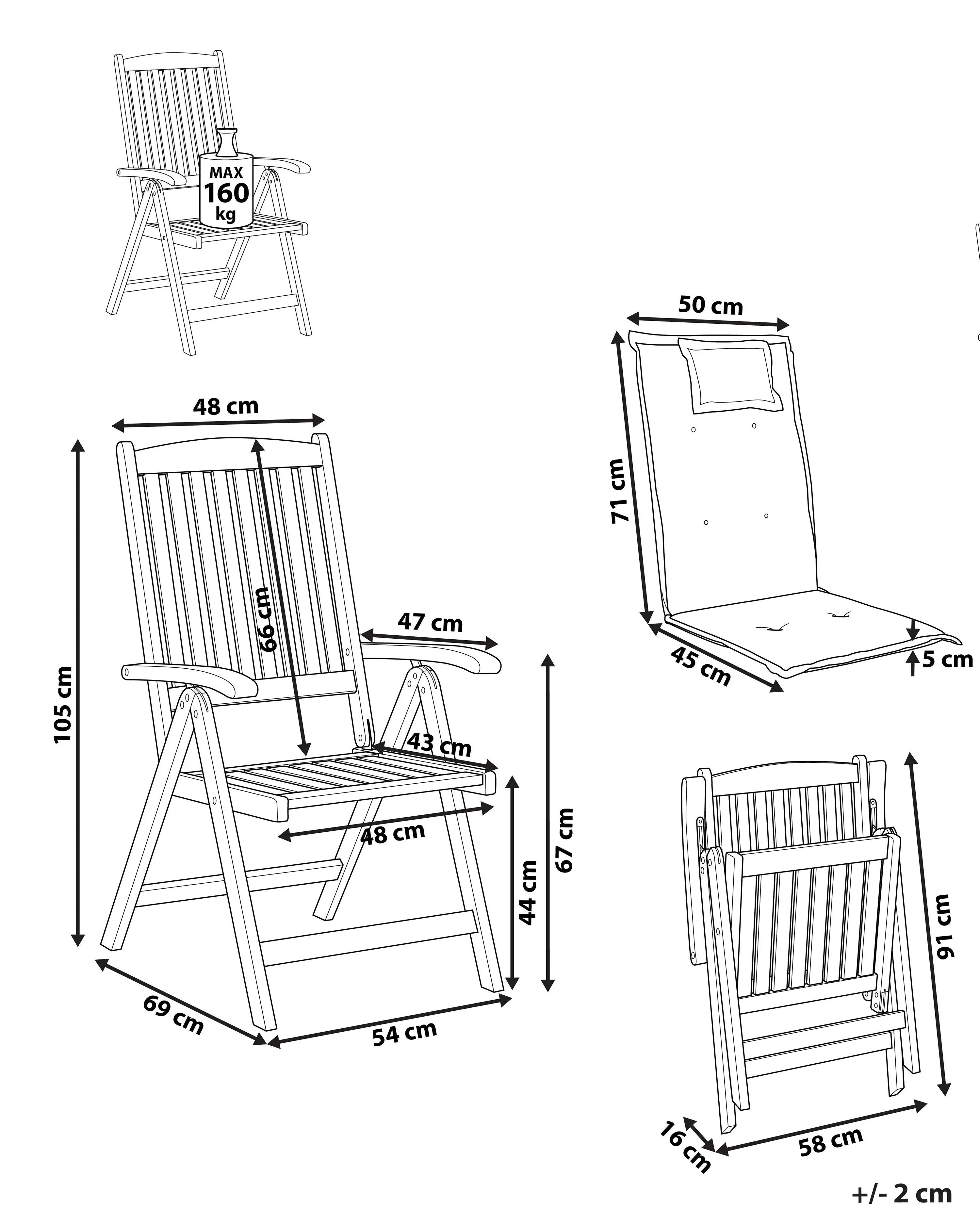 Ensemble de 2 chaises de jardin avec coussins Bois d'acacia Bleu