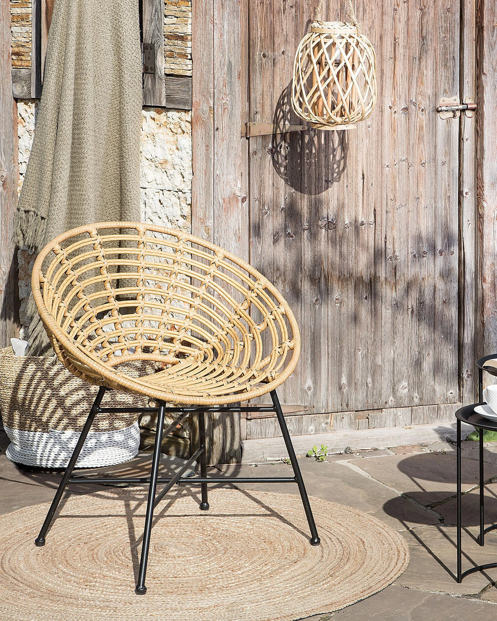 Lot de 2 chaises de jardin Rotin synthétique Marron clair