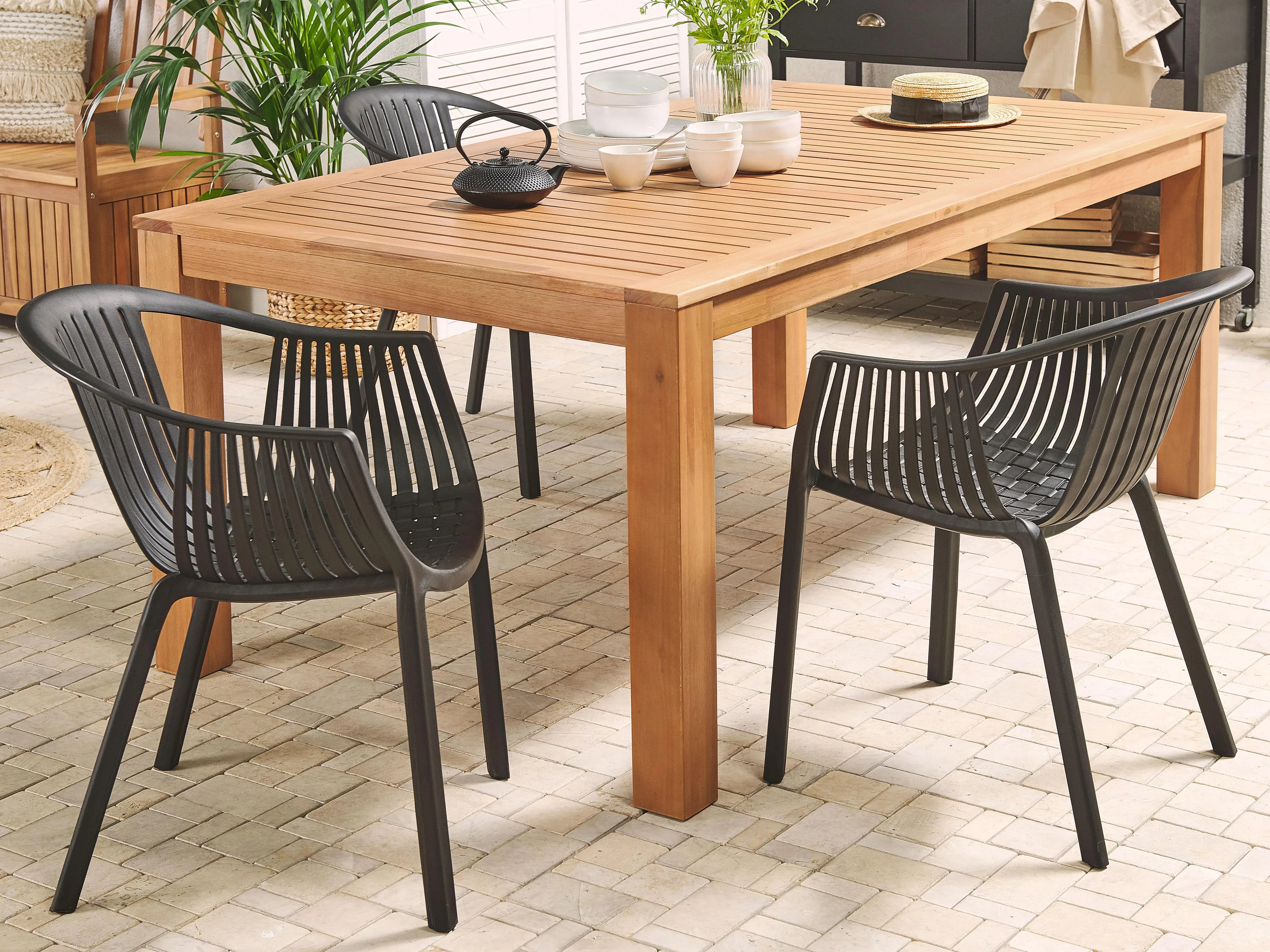 Table de jardin 190 cm 105 cm Bois d'eucalyptus Marron