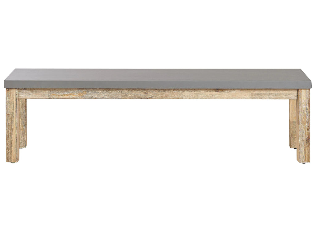 Garden Bench 160 x 40 cm - Grey Cement Top and Acacia Wood Legs - 3 Seater