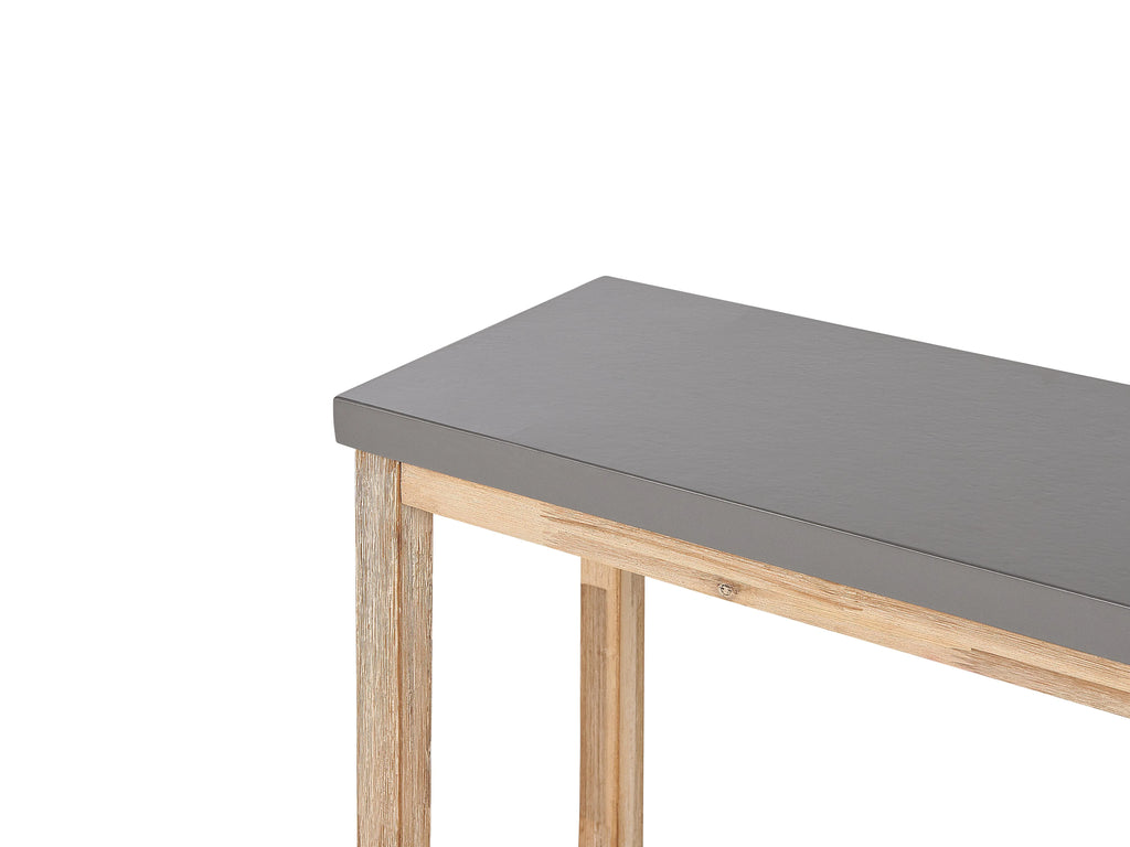 Garden Bench 160 x 40 cm - Grey Cement Top and Acacia Wood Legs - 3 Seater