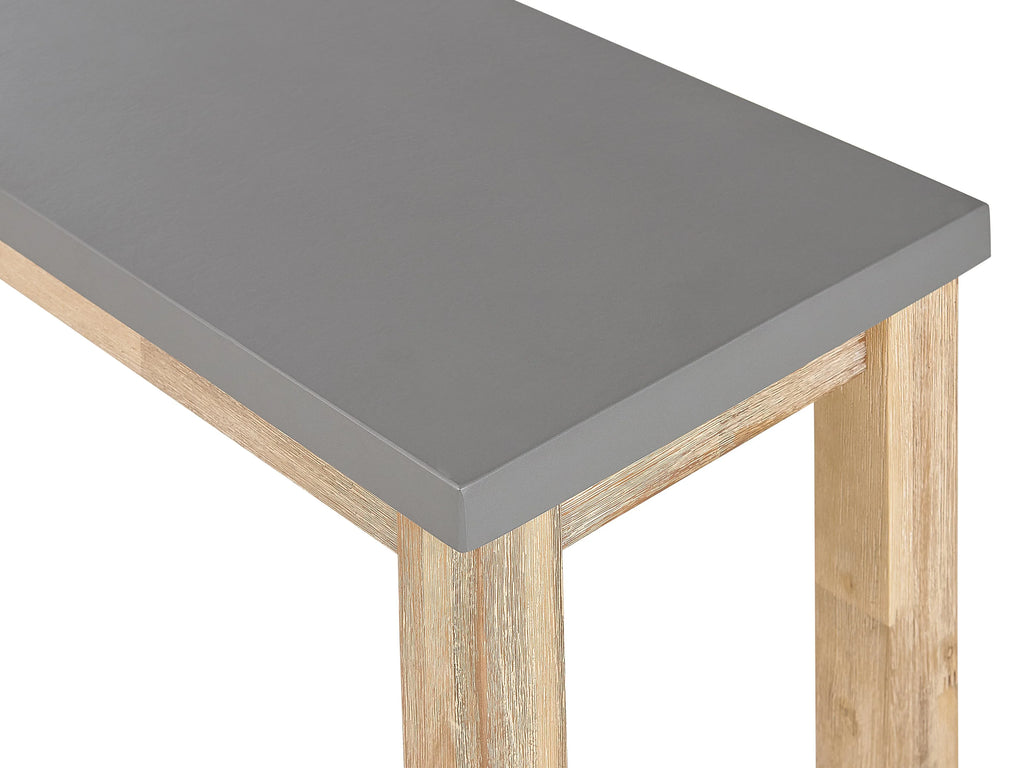 Garden Bench 160 x 40 cm - Grey Cement Top and Acacia Wood Legs - 3 Seater