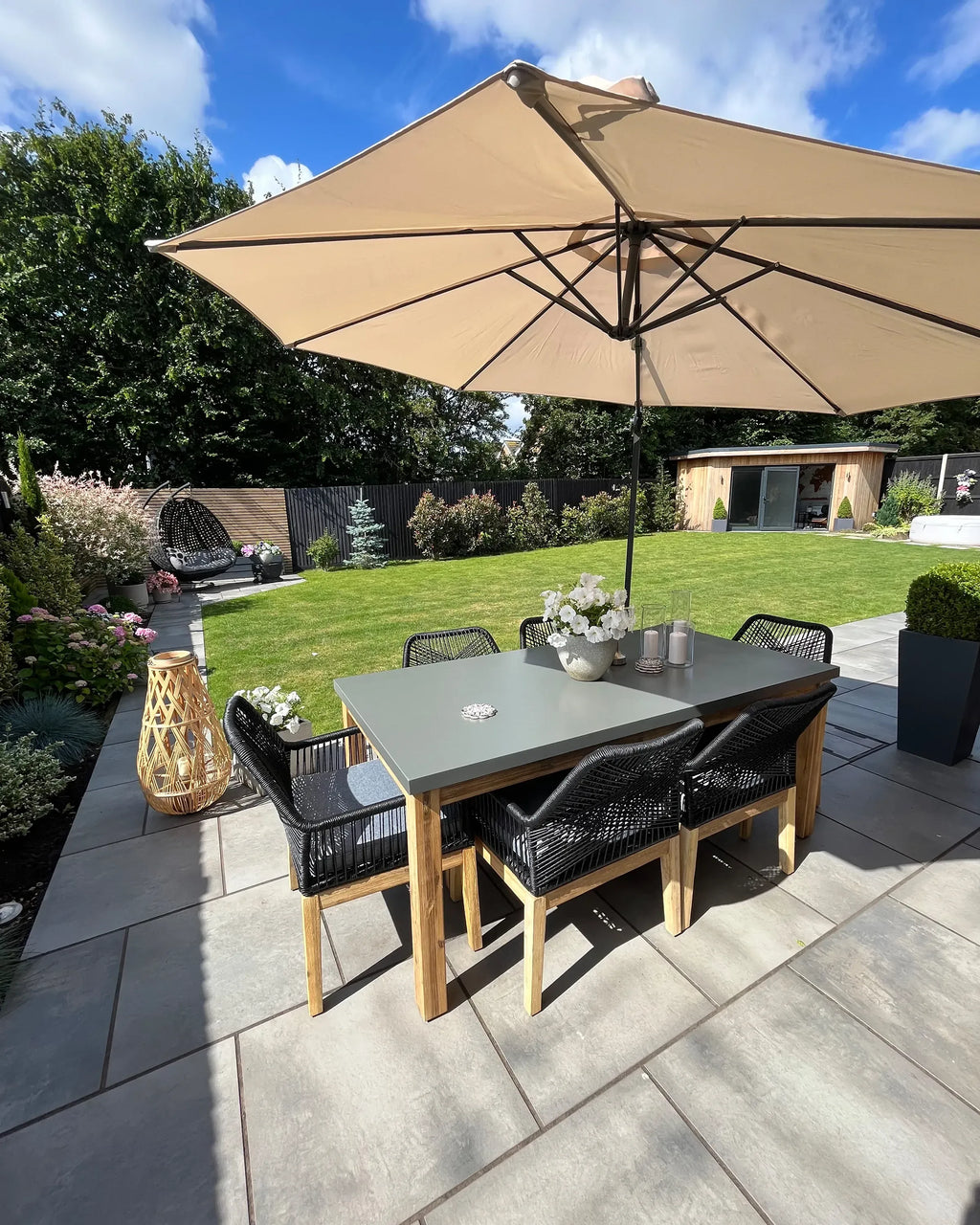 Table de salle à manger de jardin 180 cm 90 cm Ciment Gris