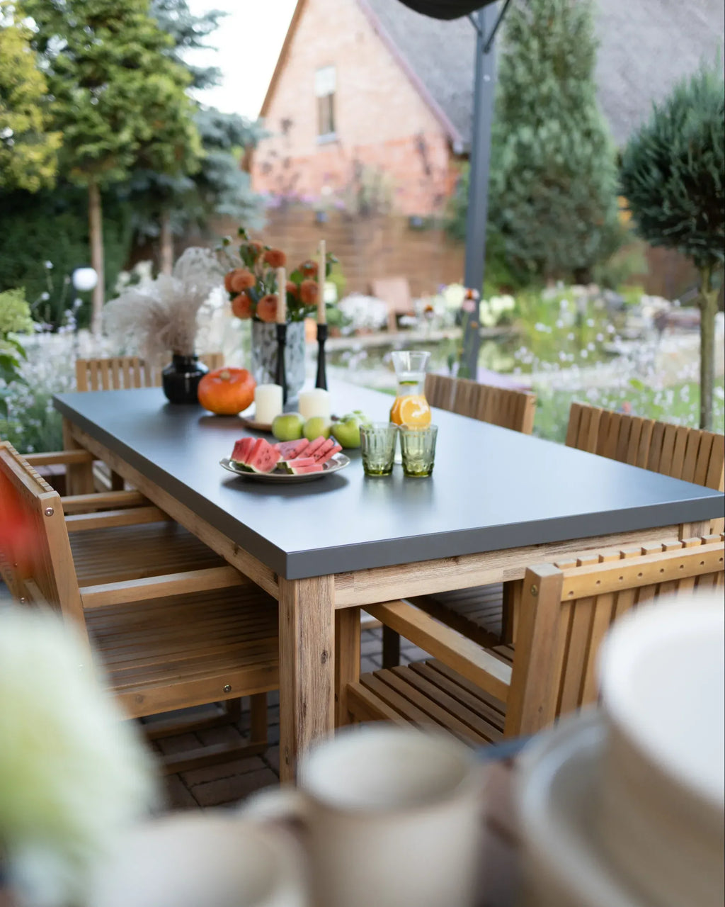 Table de salle à manger de jardin 180 cm 90 cm Ciment Gris