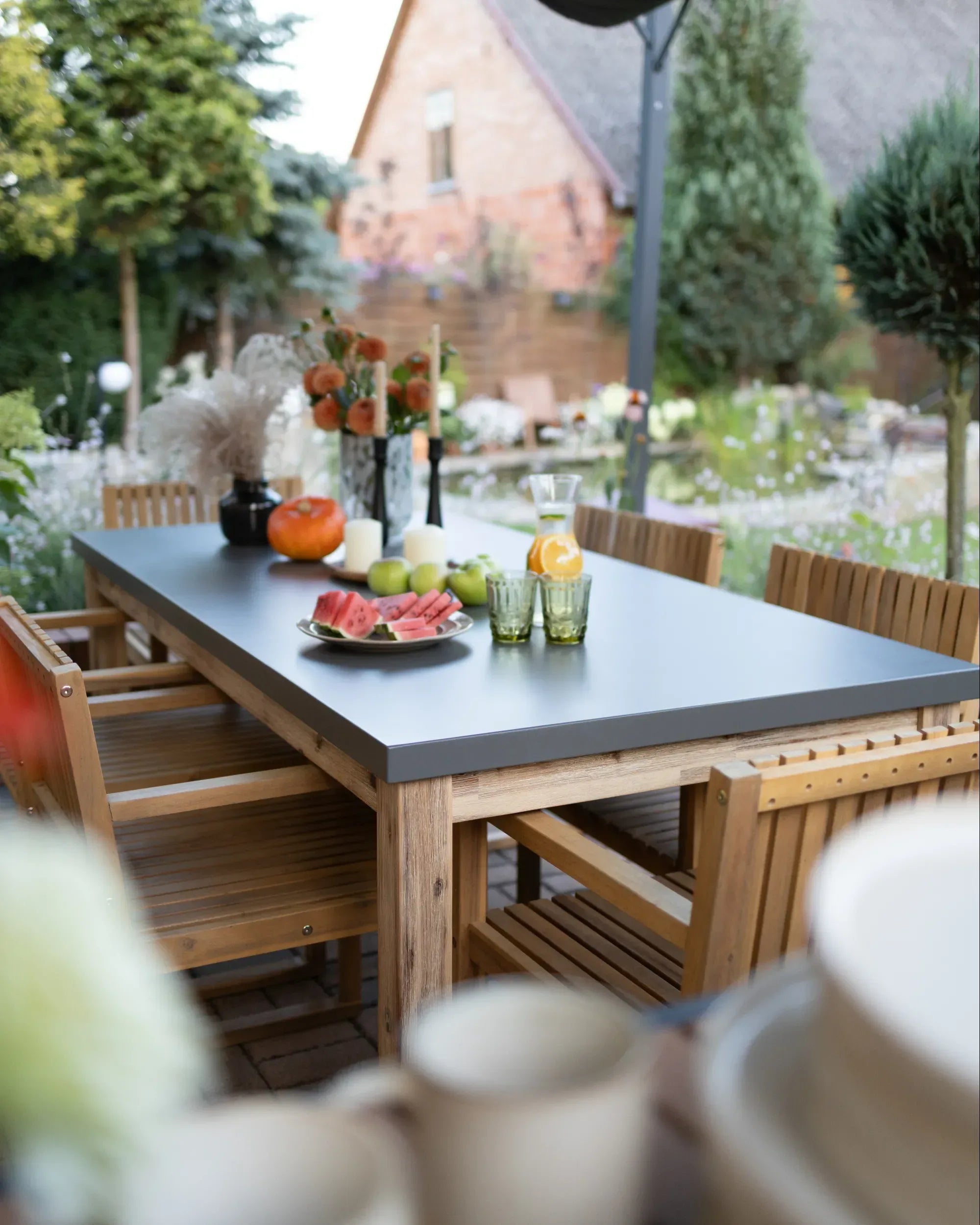 Table de salle à manger de jardin 180 cm 90 cm Ciment Gris