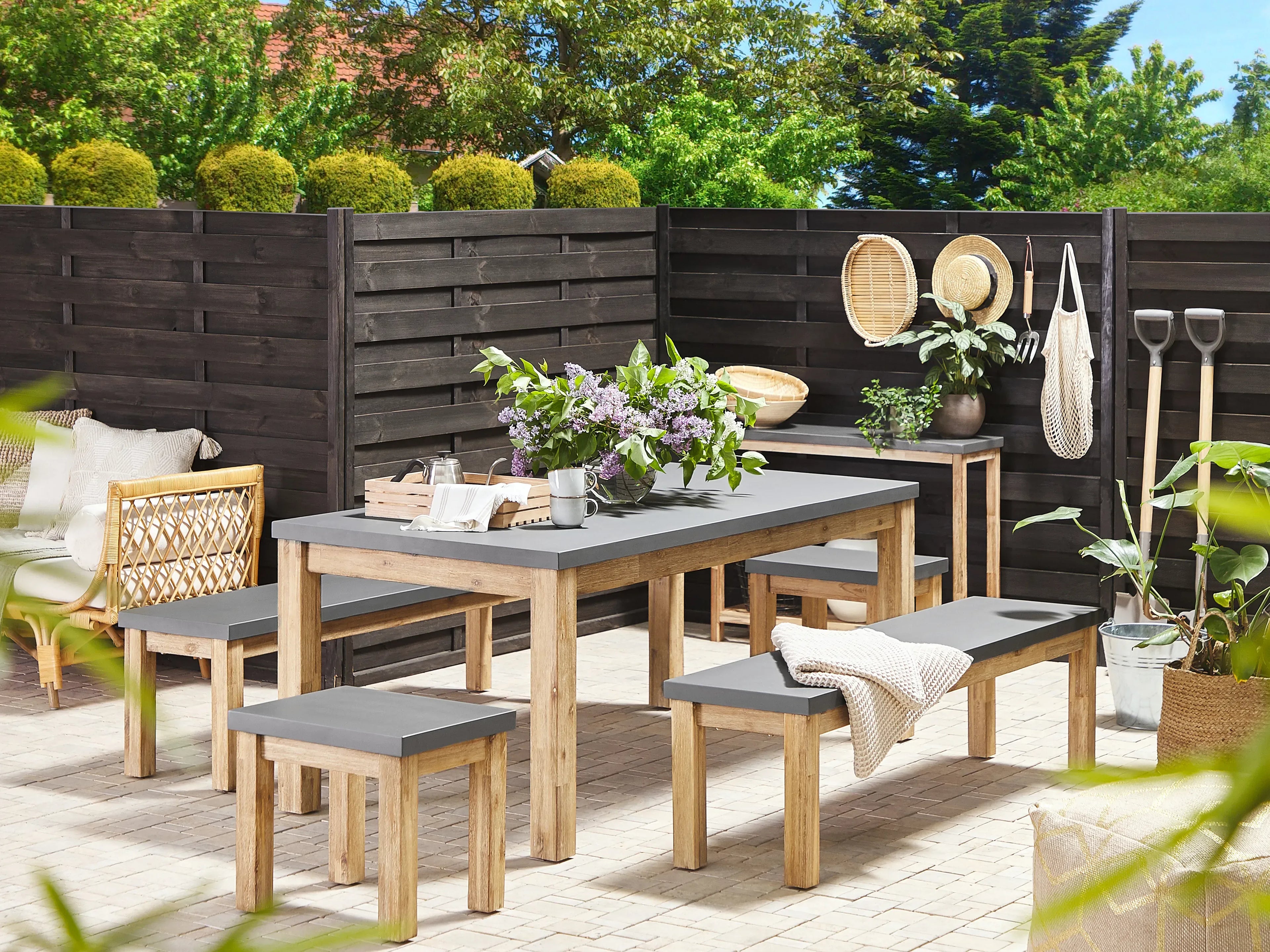 Table de salle à manger de jardin 180 cm 90 cm Ciment Gris