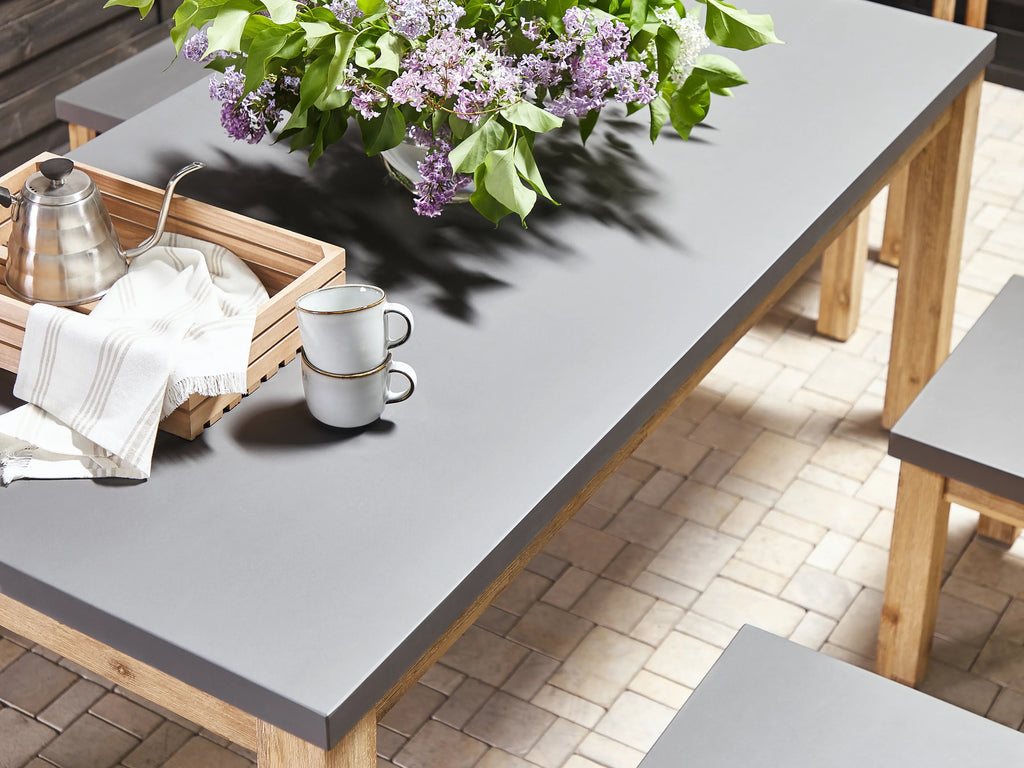Table de salle à manger de jardin 180 cm 90 cm Ciment Gris