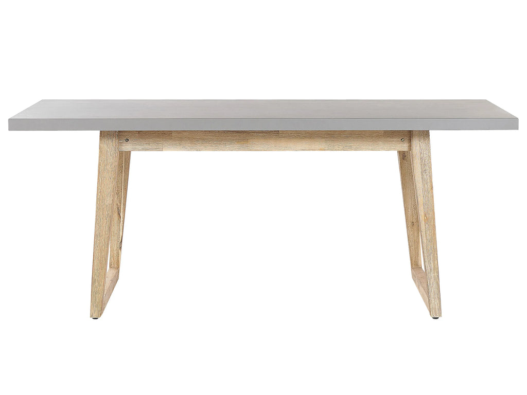 Table de salle à manger de jardin 180 x 90 cm - Plateau en ciment gris et pieds en bois d'acacia - 6 places