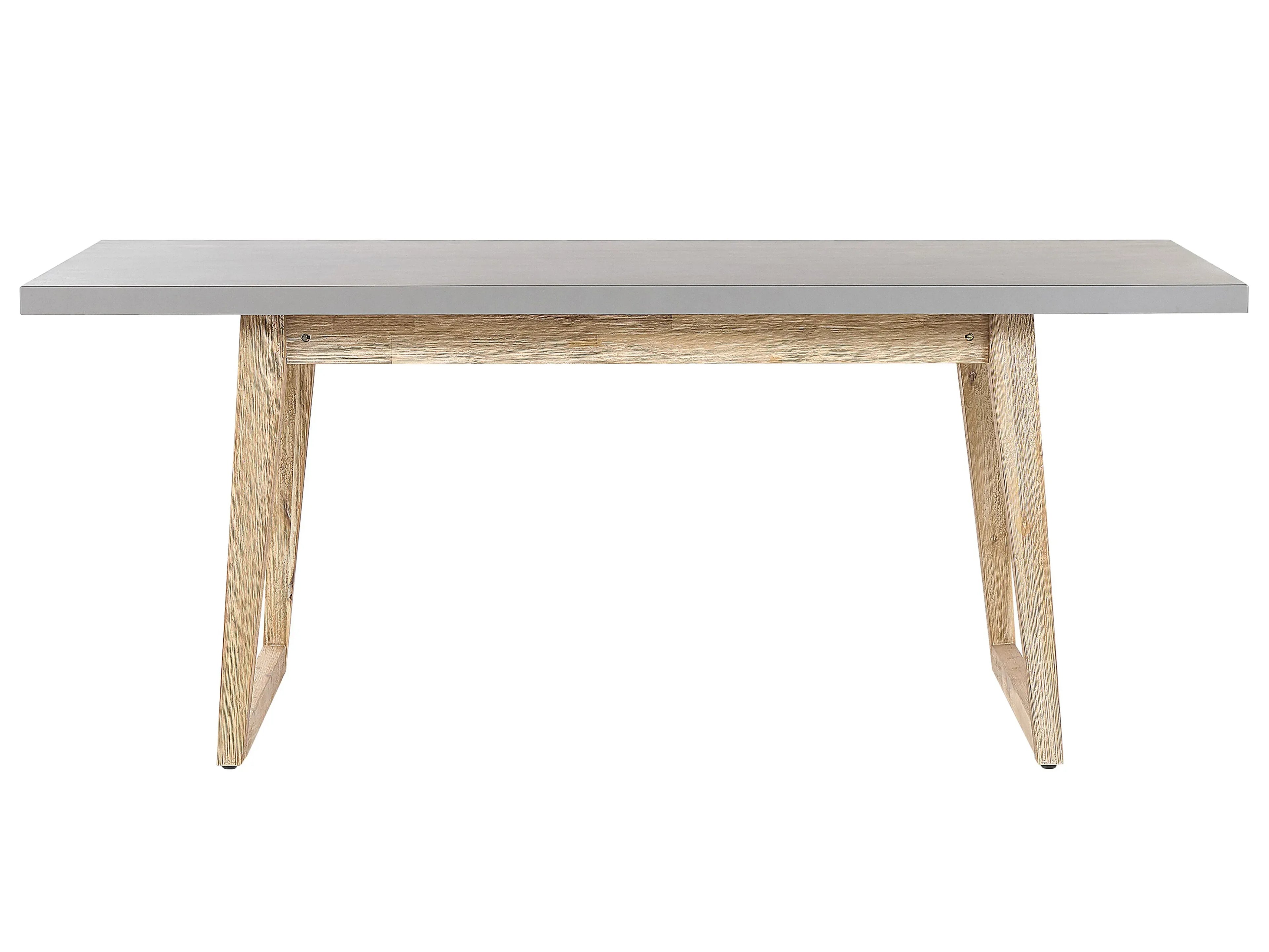 Table de salle à manger de jardin 180 x 90 cm - Plateau en ciment gris et pieds en bois d'acacia - 6 places