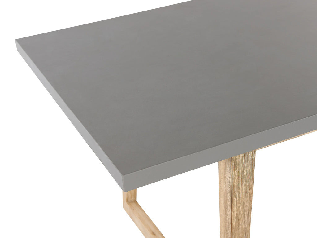 Table de salle à manger de jardin 180 x 90 cm - Plateau en ciment gris et pieds en bois d'acacia - 6 places