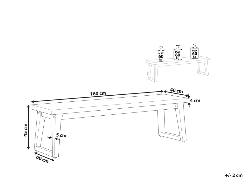 Banc de jardin 160 cm Ciment Gris
