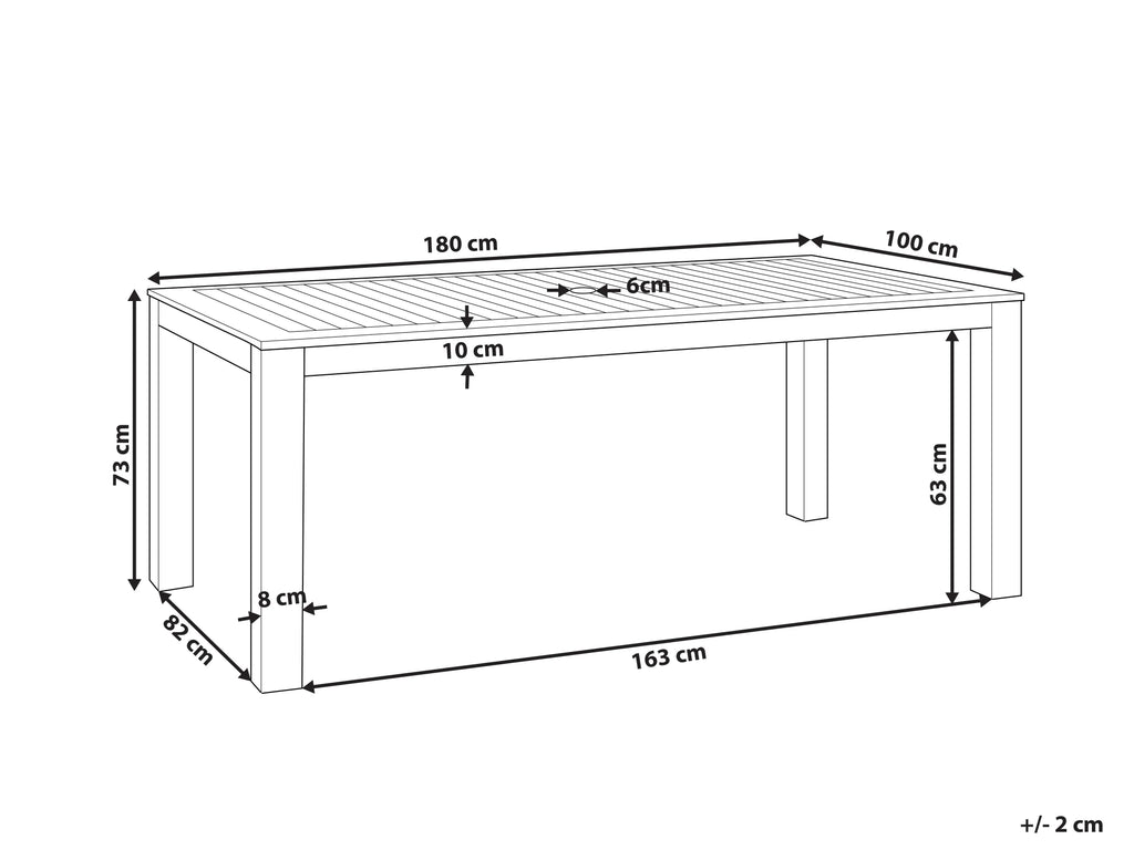 Table de salle à manger de jardin 180 cm 100 cm Bois d'eucalyptus Marron foncé