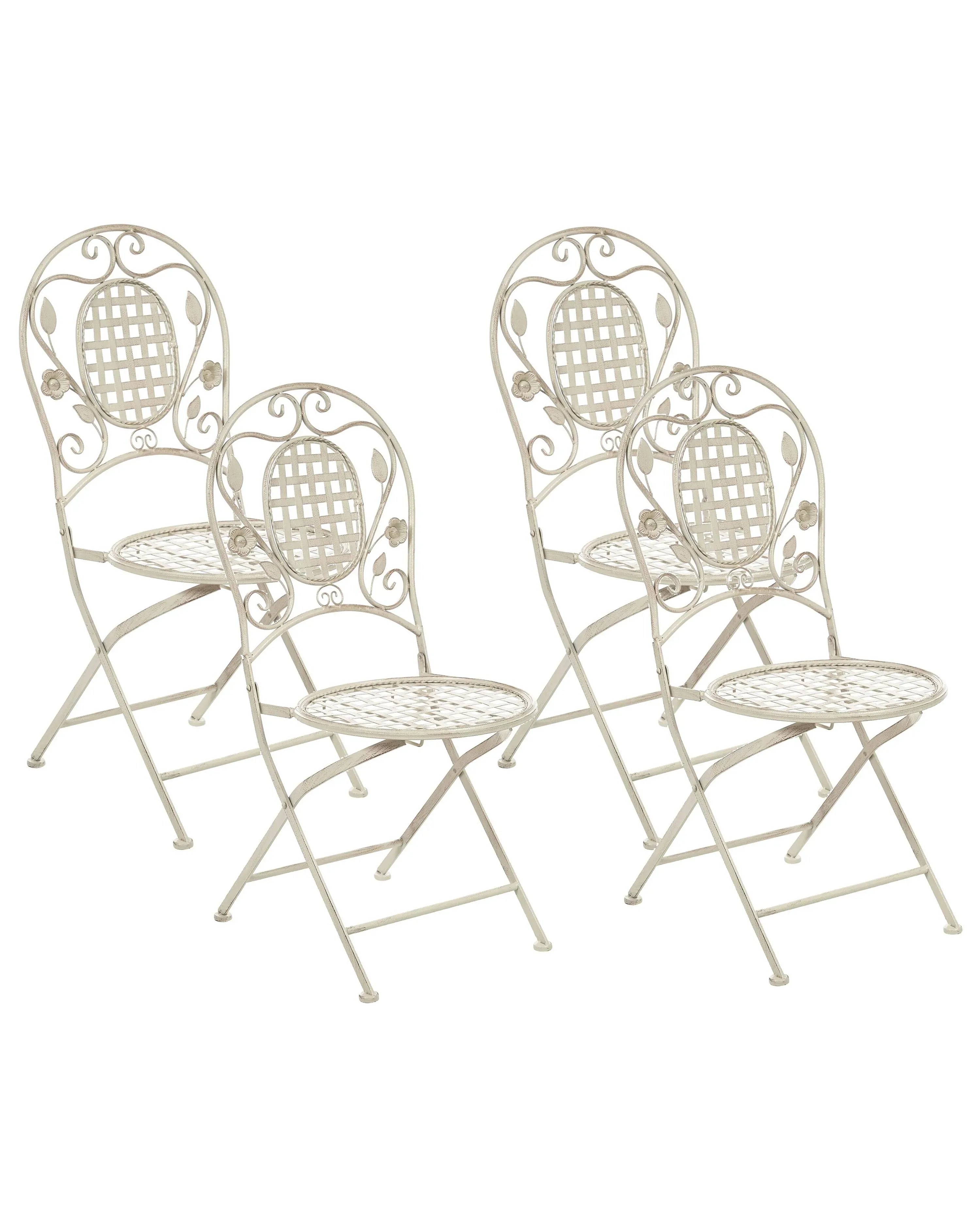Set di 4 sedie da giardino BIVIO Pieghevole Metallo Bianco sporco