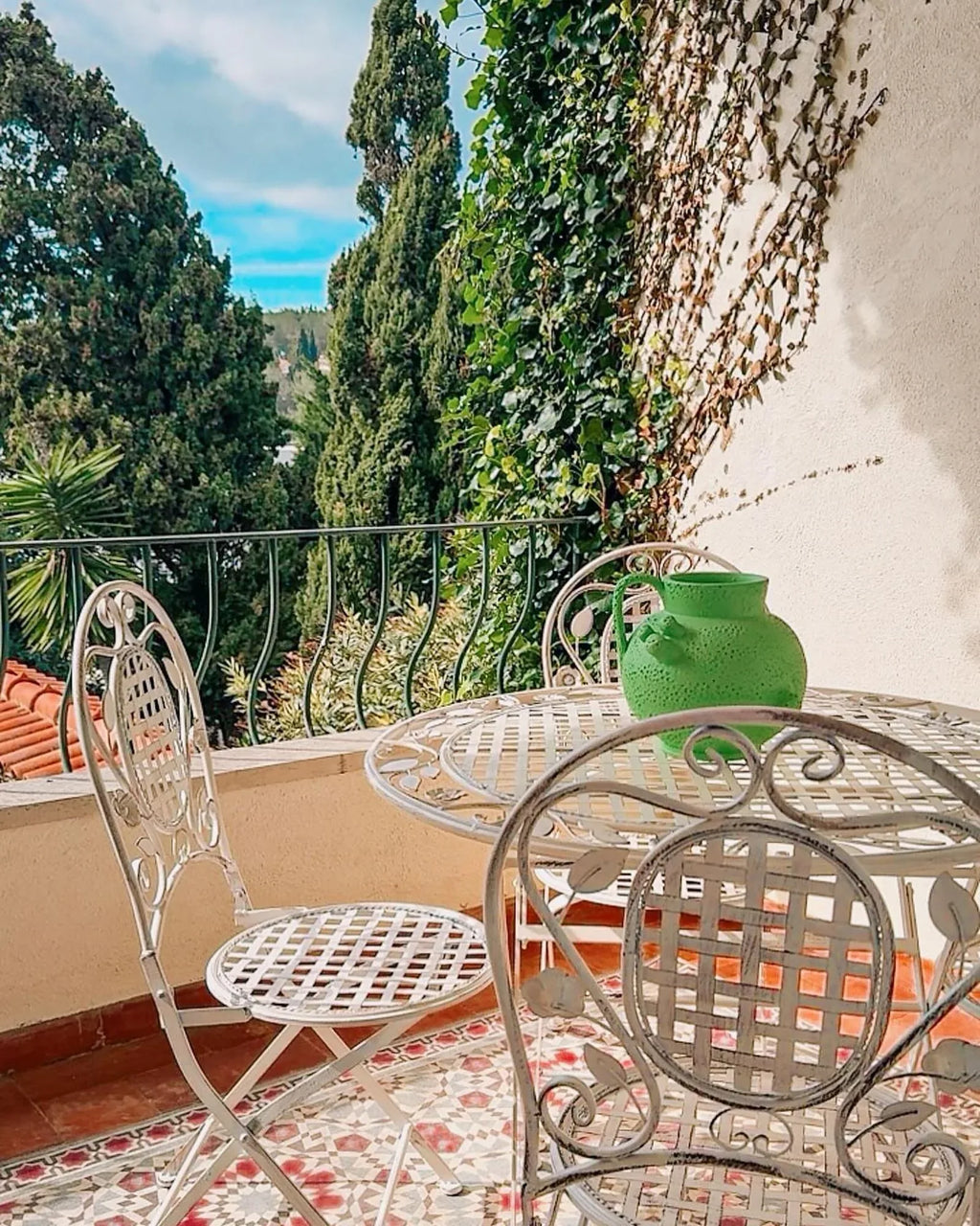 Lot de 4 chaises de jardin pliantes en métal blanc cassé