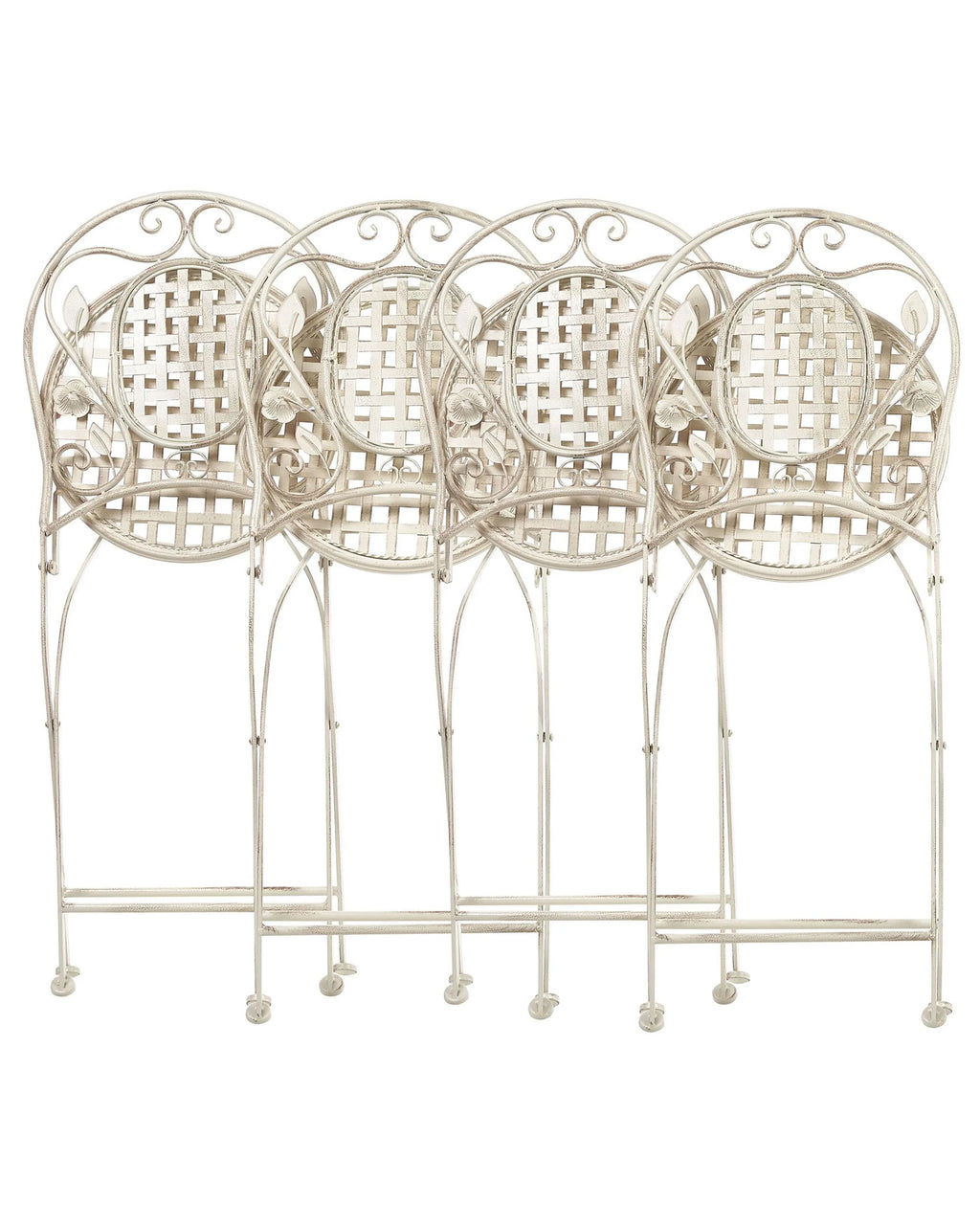 Lot de 4 chaises de jardin pliantes en métal blanc cassé