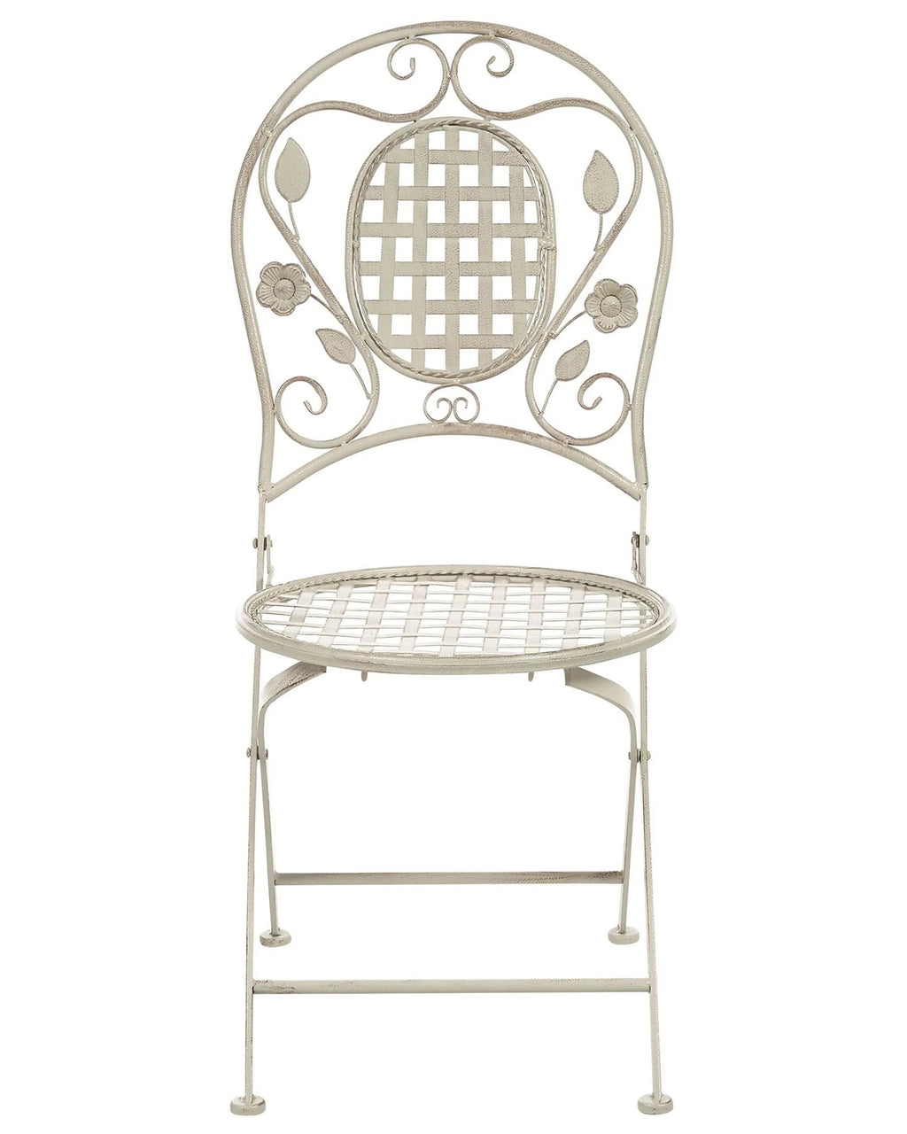 Lot de 4 chaises de jardin pliantes en métal blanc cassé
