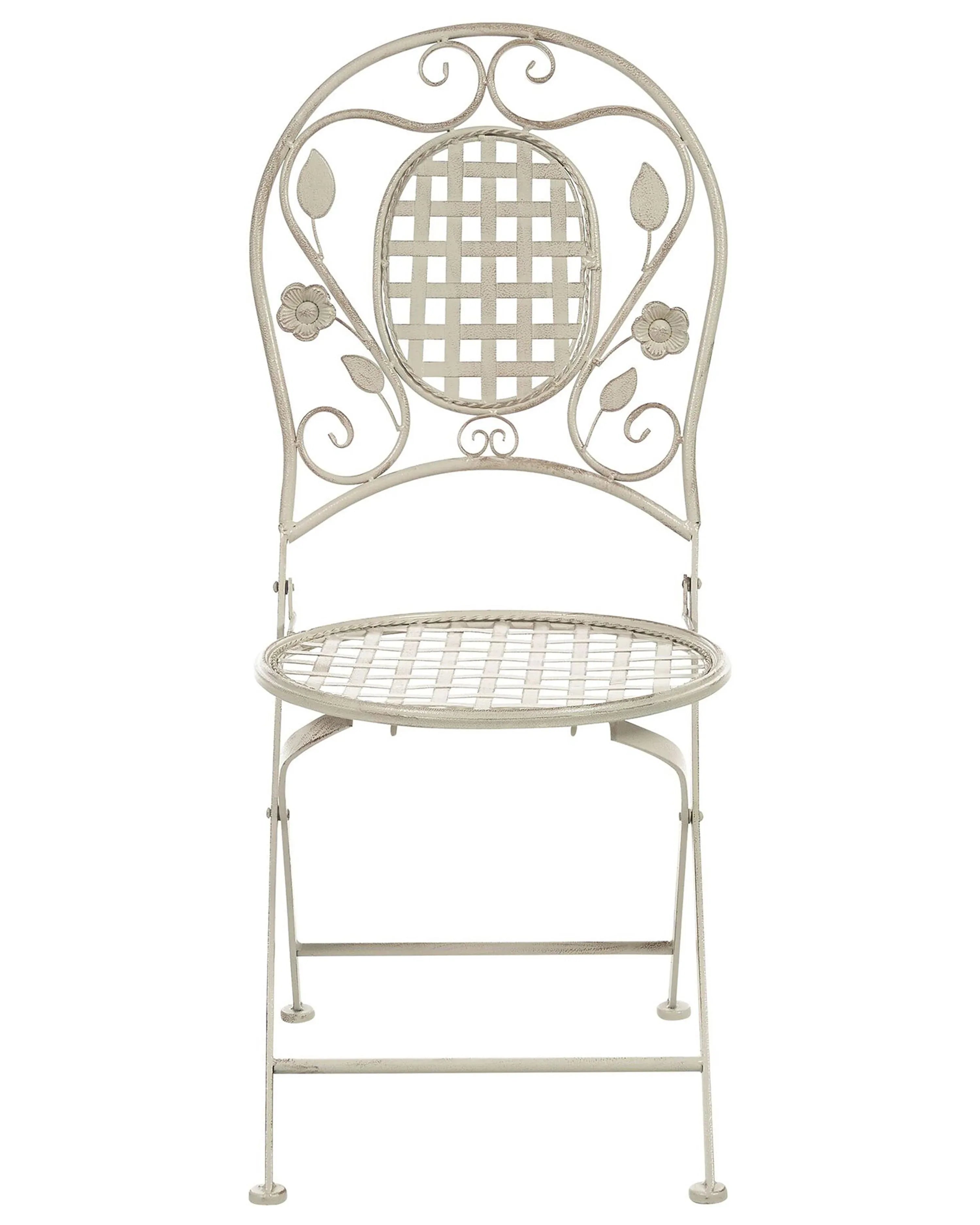 Lot de 4 chaises de jardin pliantes en métal blanc cassé