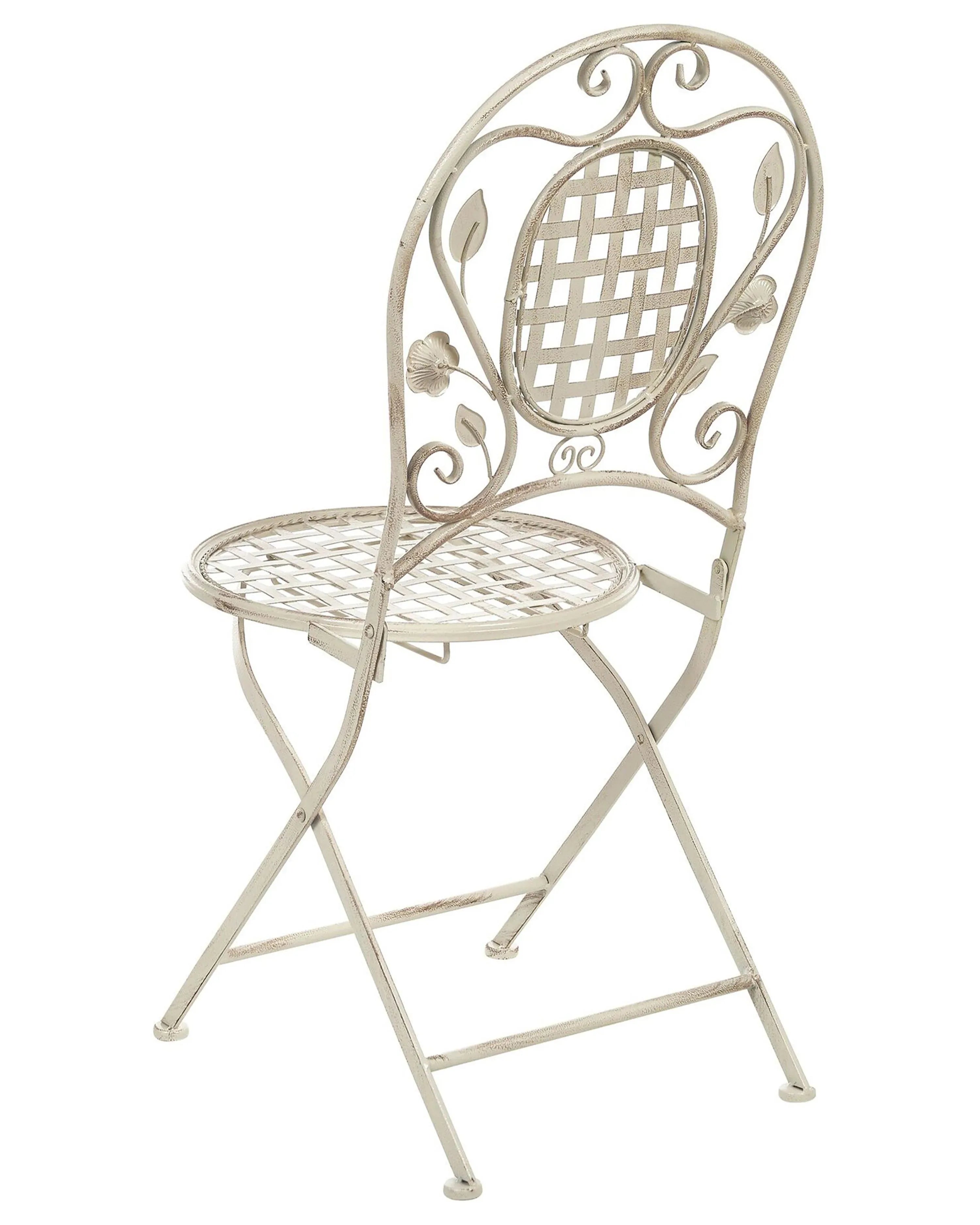 Lot de 4 chaises de jardin pliantes en métal blanc cassé