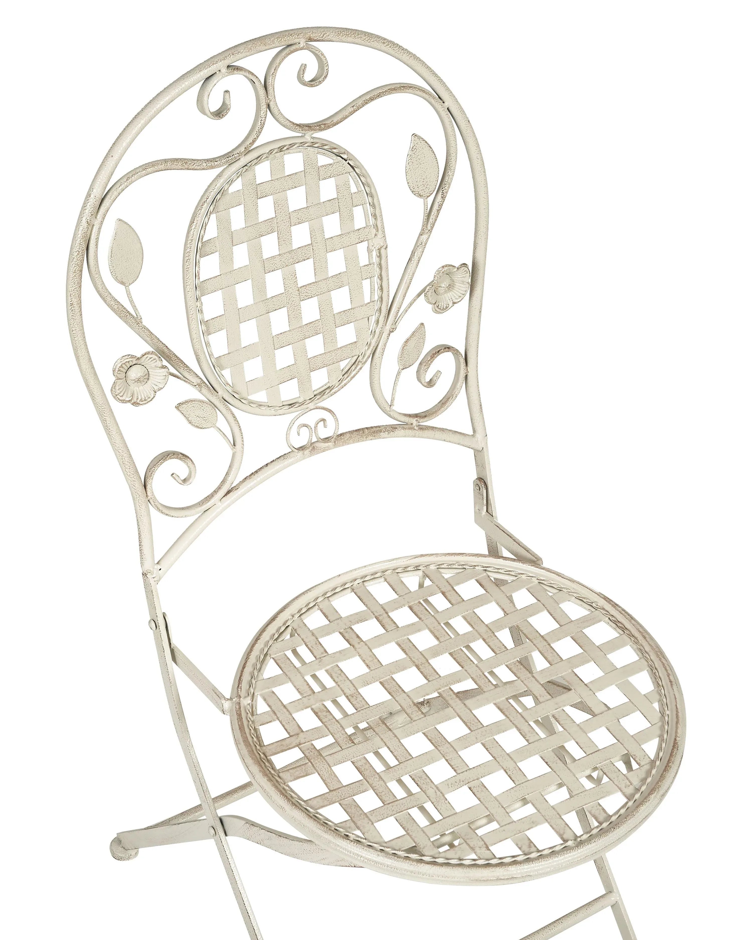 Lot de 4 chaises de jardin pliantes en métal blanc cassé
