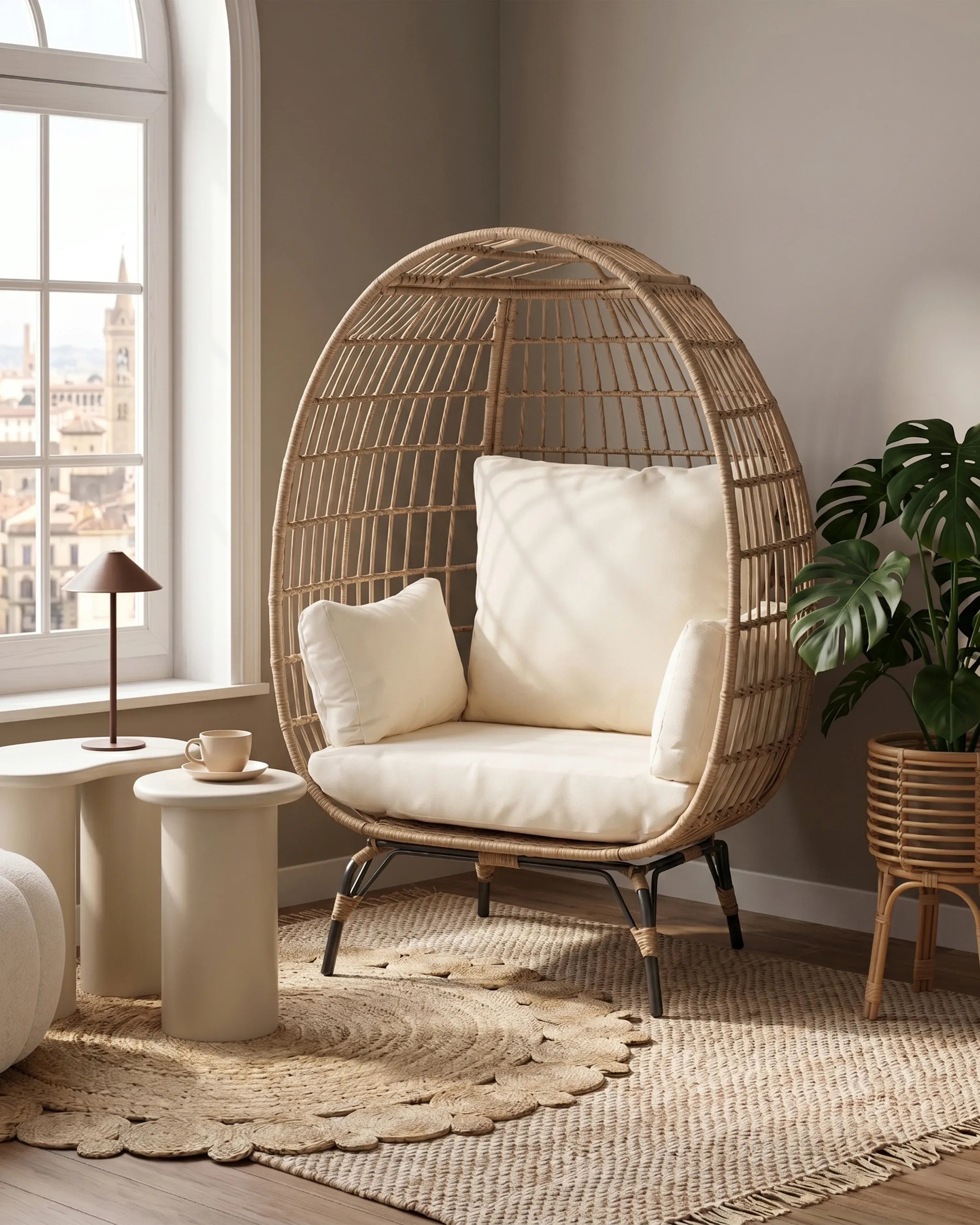 Chaise de jardin en rotin synthétique Beige