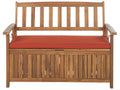 Panca da giardino con cuscino SOVANA 120 cm con contenitore Legno d'acacia Rosso