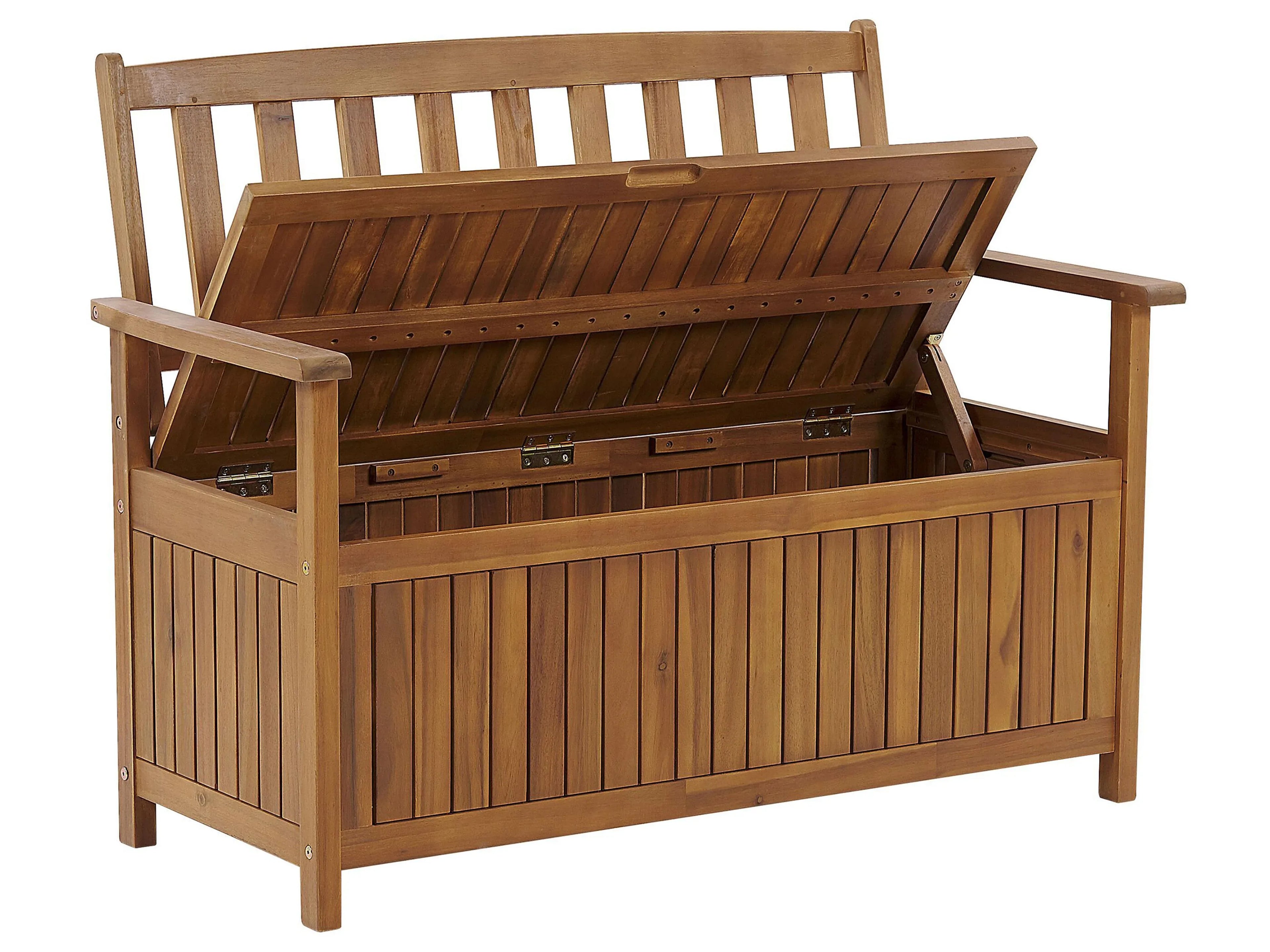 Banc de jardin avec coussin 120 cm avec rangement Bois d'acacia Rouge