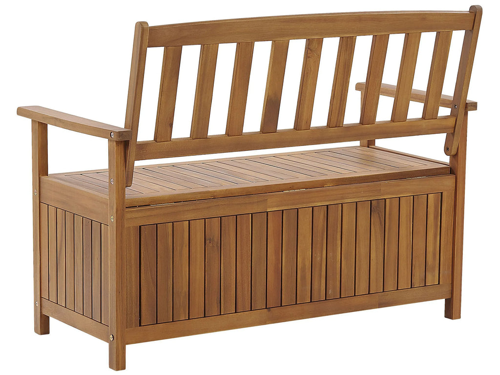 Banc de jardin avec coussin 120 cm avec rangement Bois d'acacia Rouge