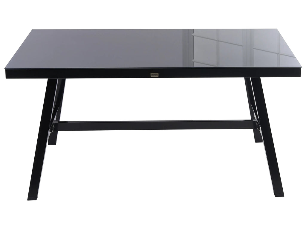 Table de salle à manger de jardin 150 cm x 90 cm Verre Noir