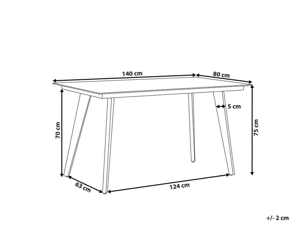 Table de salle à manger de jardin 140 cm 80 cm Verre Gris
