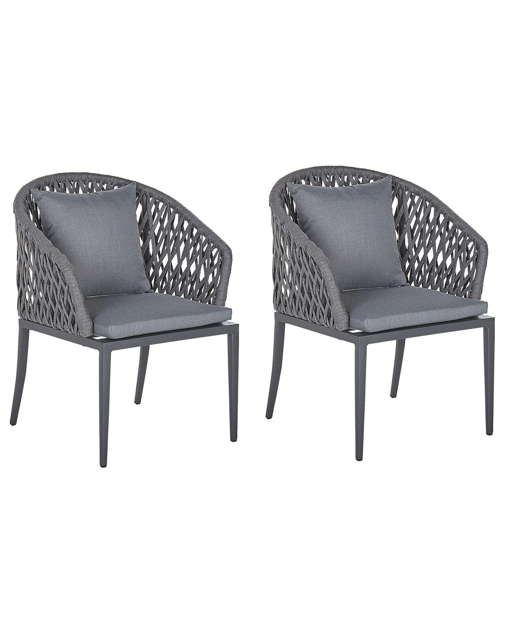 Set di 2 sedie da giardino con cuscini LIPARI Metallo Grigio