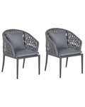 Set di 2 sedie da giardino con cuscini LIPARI Metallo Grigio