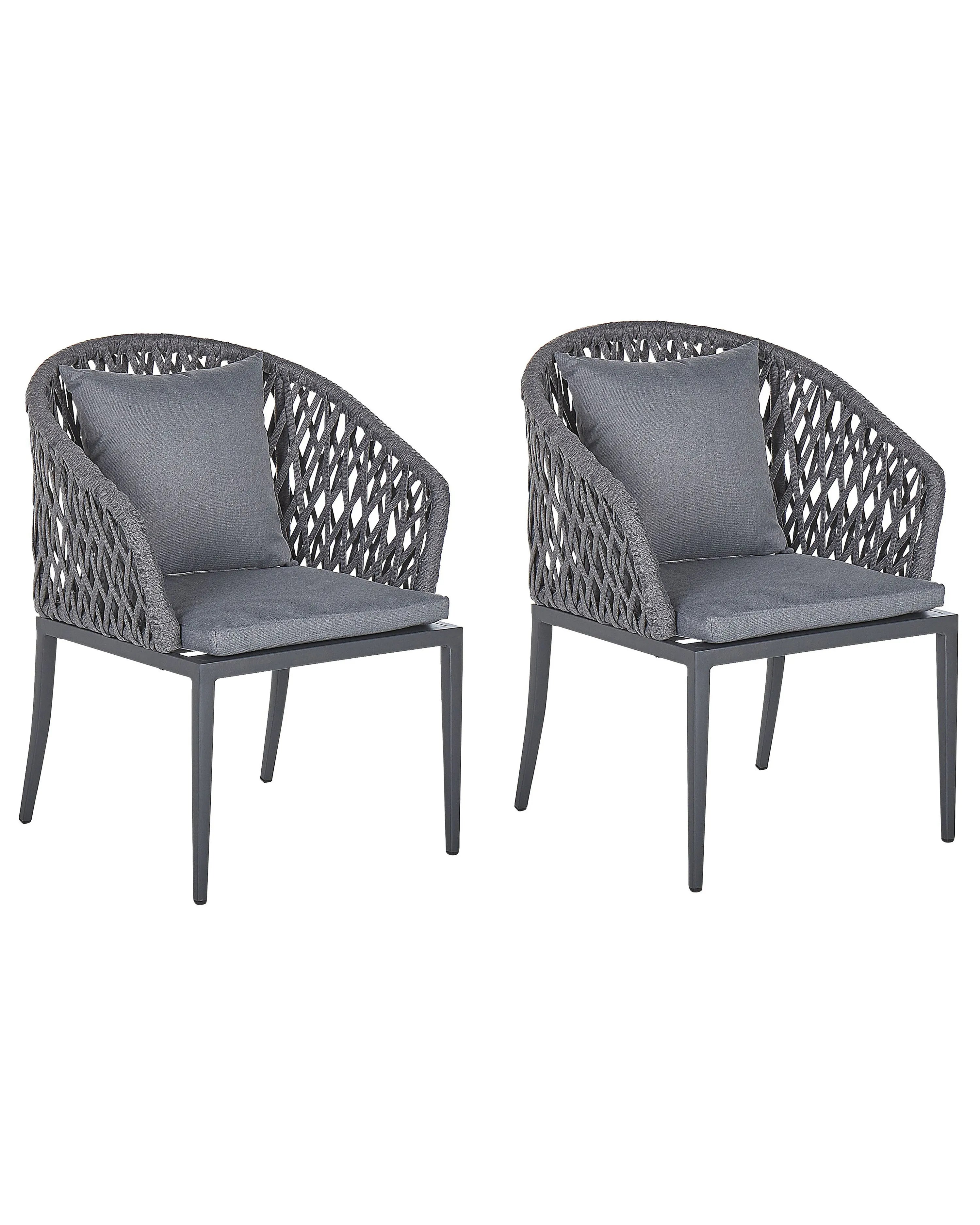 Set di 2 sedie da giardino con cuscini LIPARI Metallo Grigio