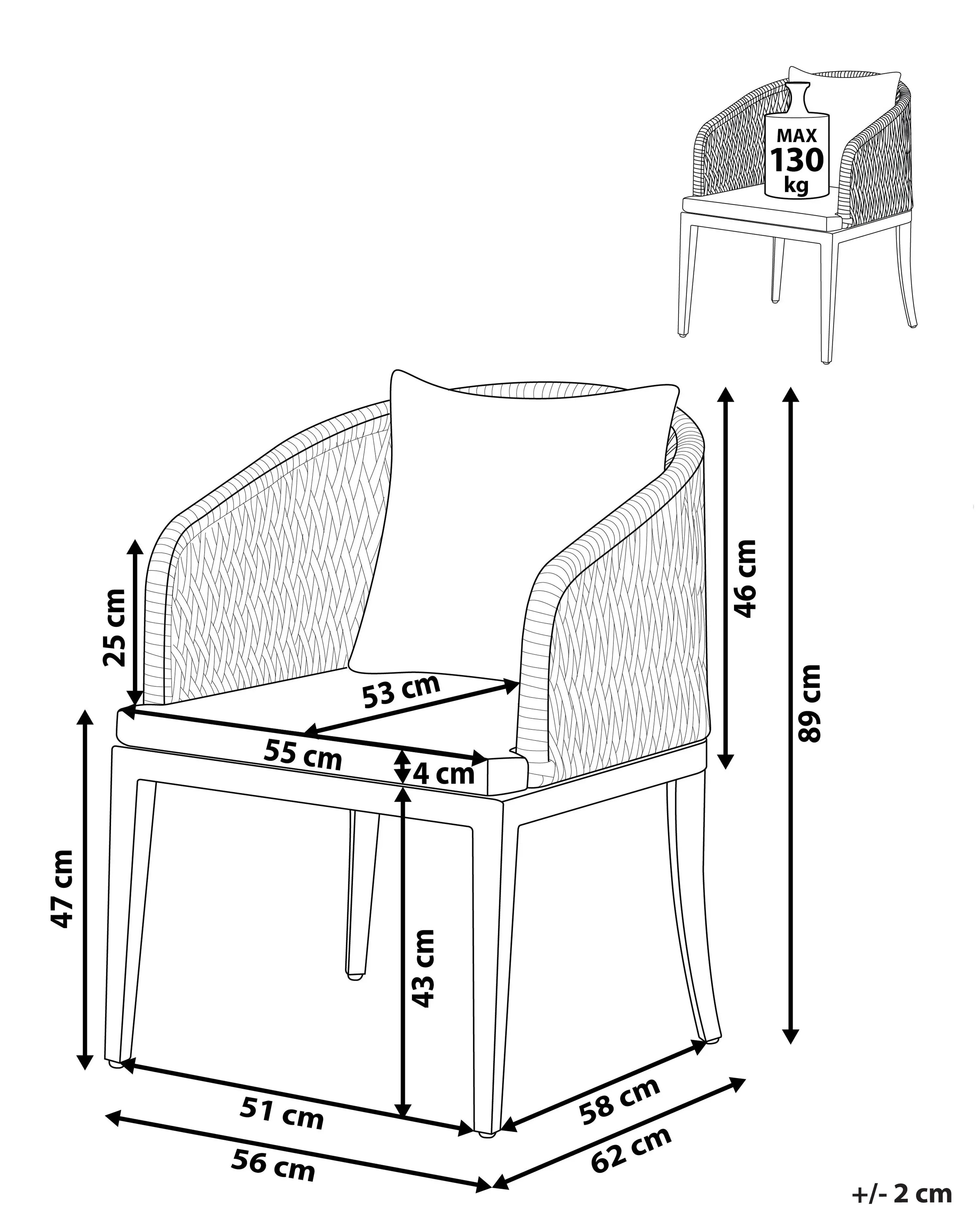 Lot de 2 chaises de jardin avec coussins Métal Gris
