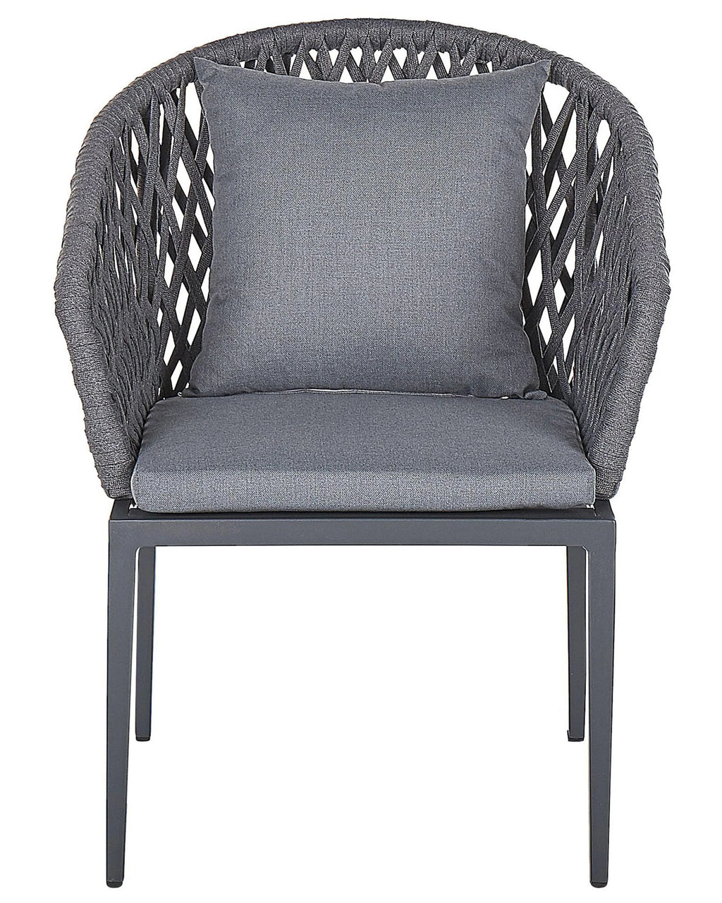 Lot de 2 chaises de jardin avec coussins Métal Gris