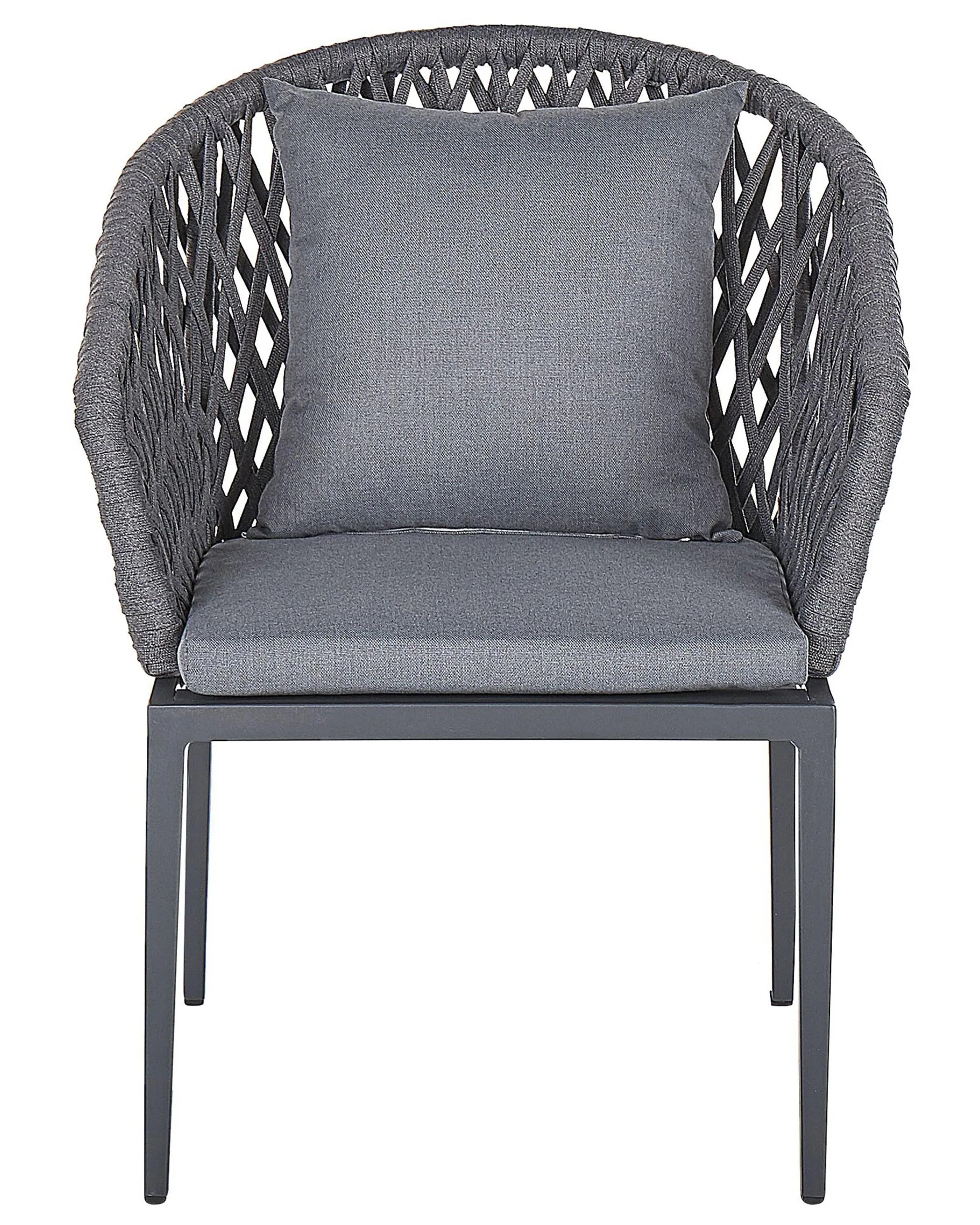Lot de 2 chaises de jardin avec coussins Métal Gris