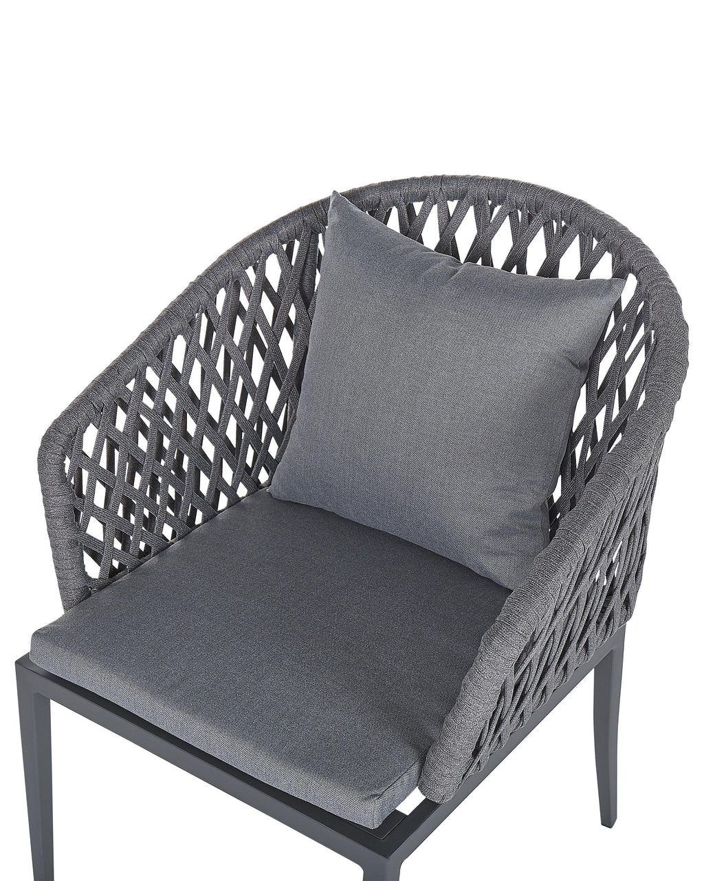 Lot de 2 chaises de jardin avec coussins Métal Gris